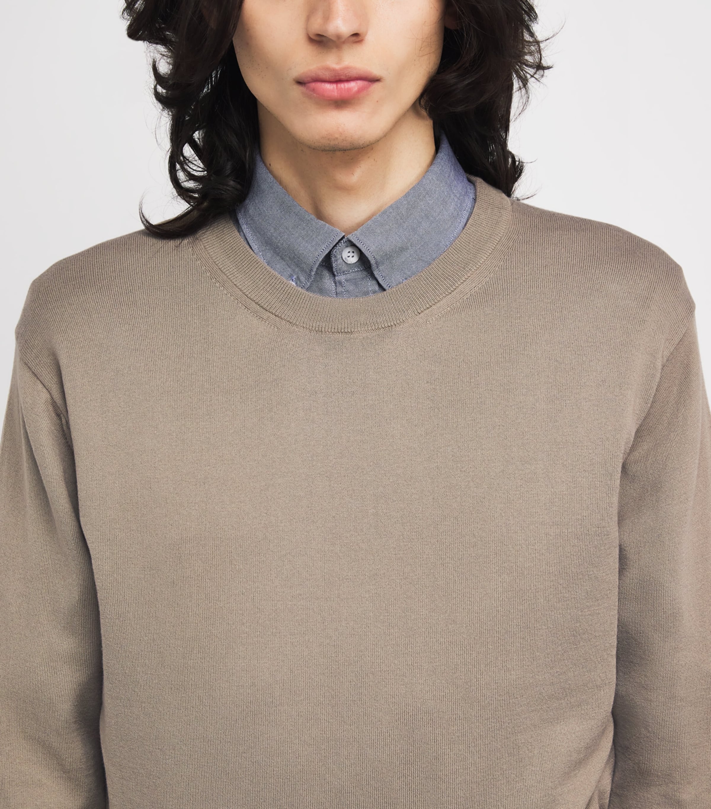 Cotton Lightweight Crew-Neck Sweater WHDC DARK STONE Image 6