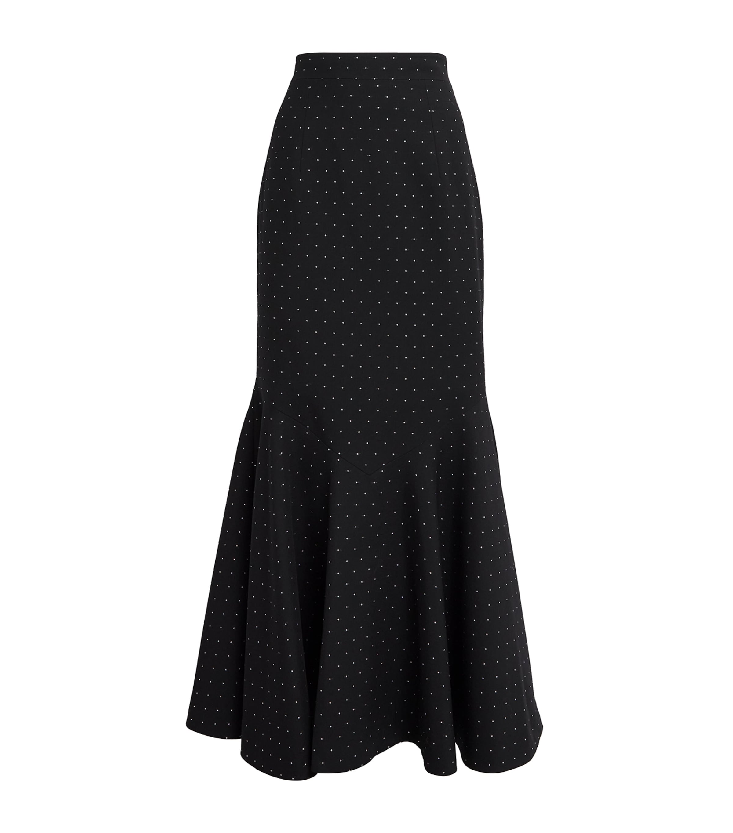Huishan Zhang Womens Wool-Blend Charly Maxi Skirt Black Polka Dot Image 1
