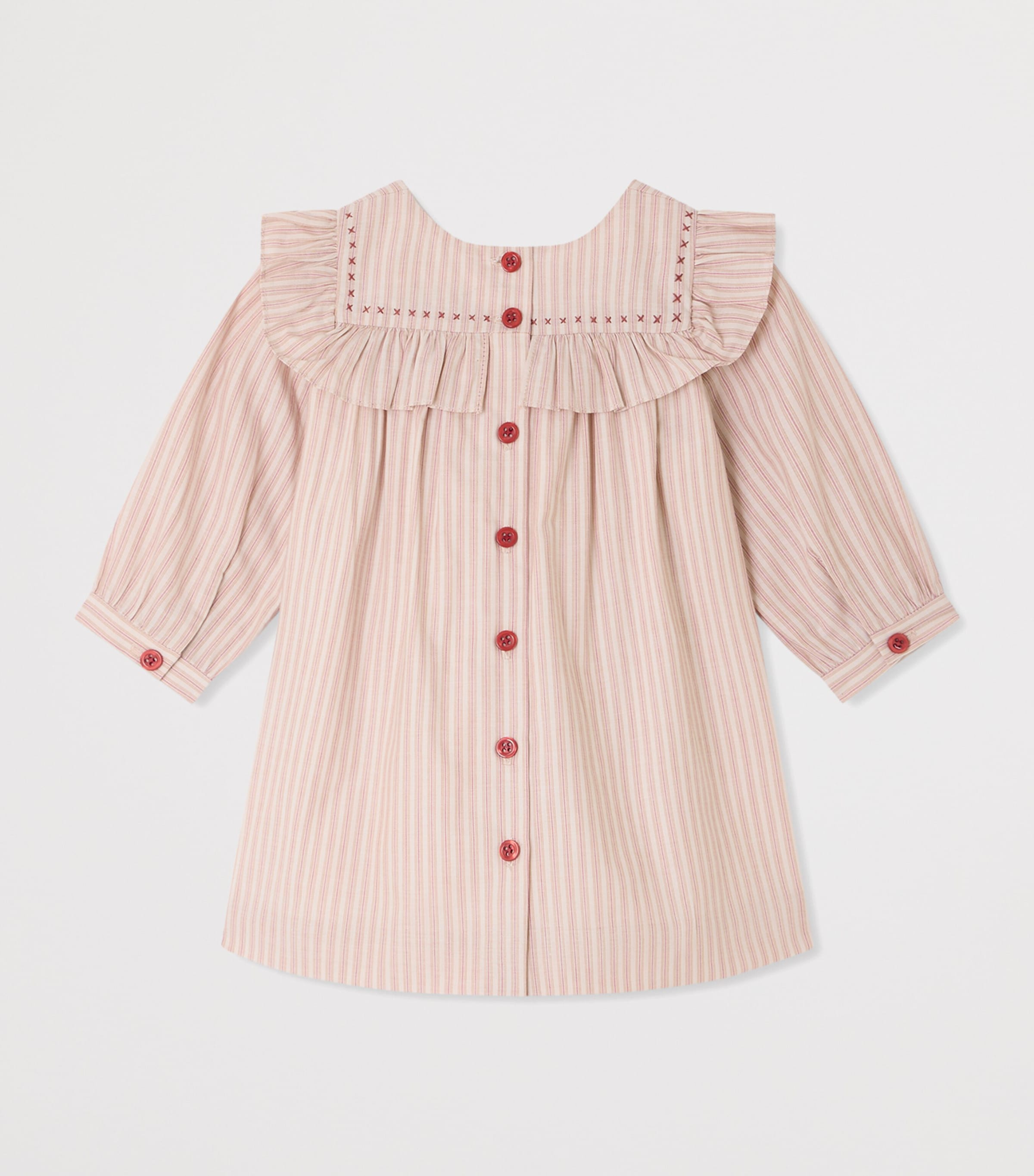 Bonpoint Organic Cotton Stripe Meiki Dress (6-12 Months) Ra Ecru Image 2