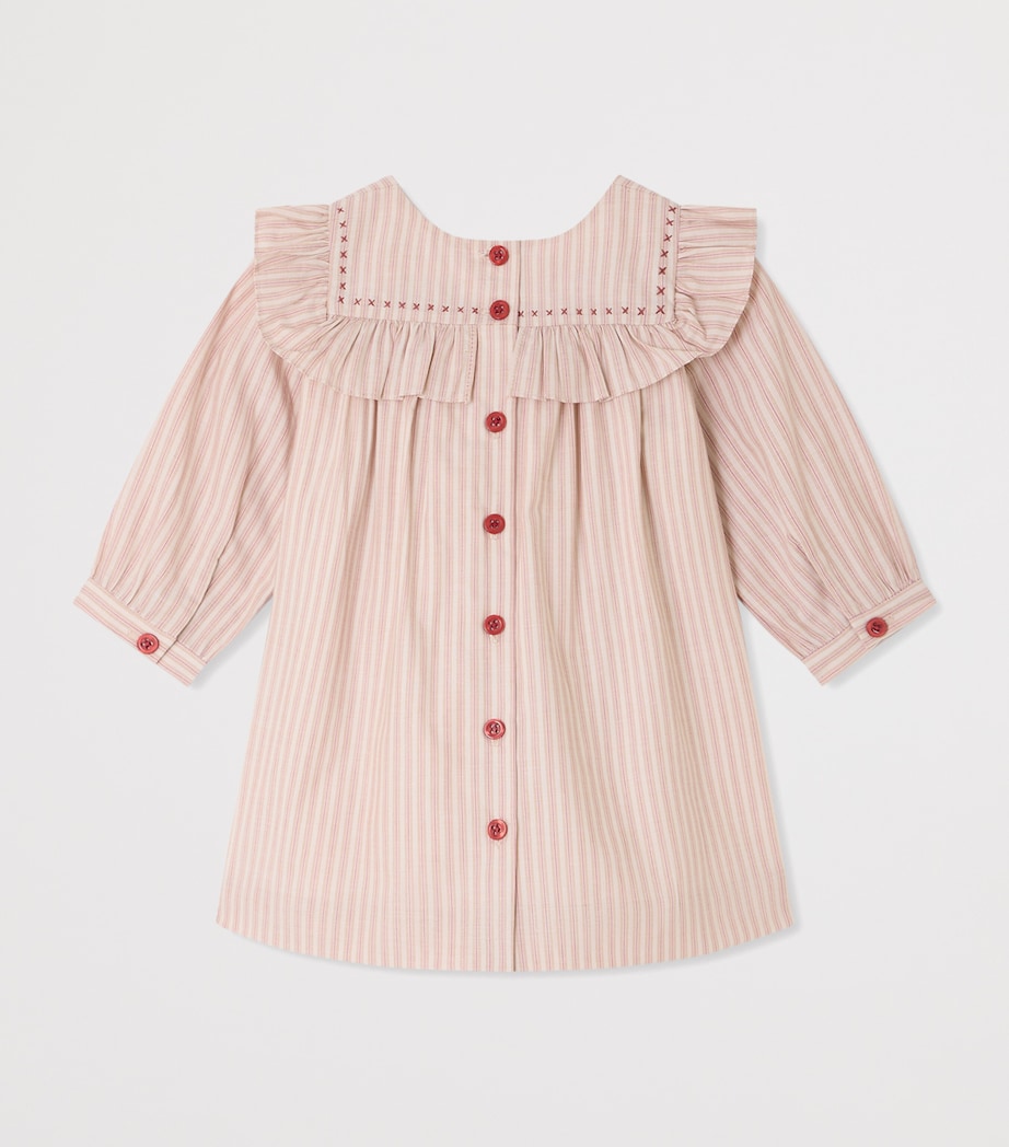 Bonpoint Organic Cotton Stripe Meiki Dress (6-12 Months) Ra Ecru Image 2