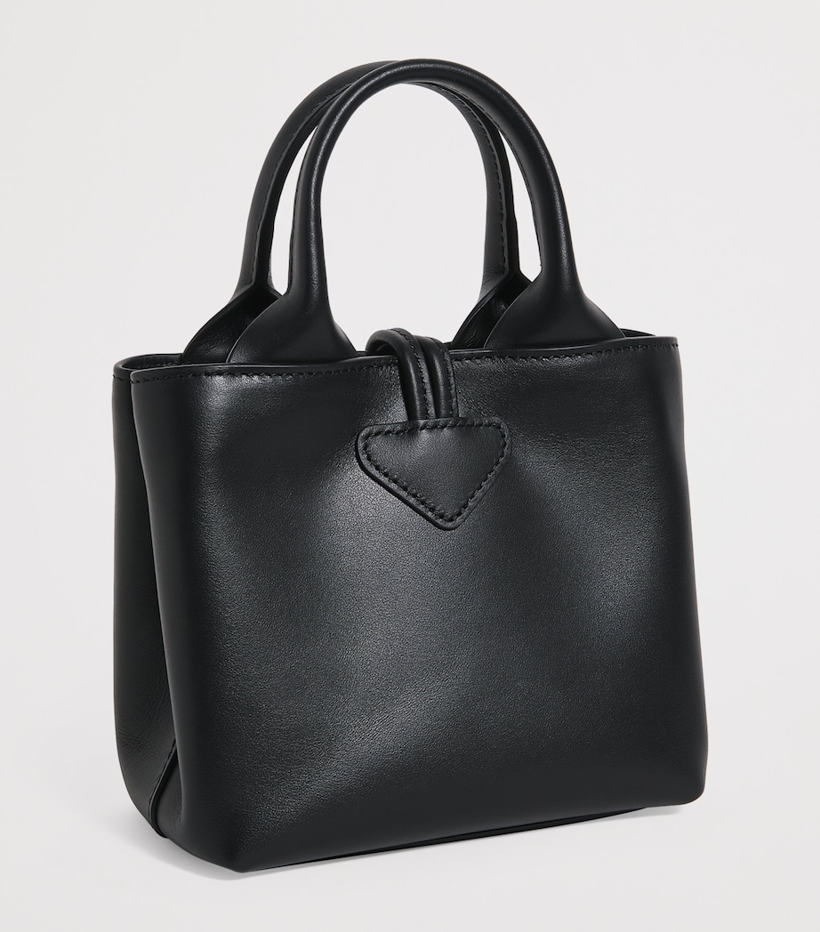 Longchamp Extra Small Leather Le Roseau Top-Handle Bag Black Image 3