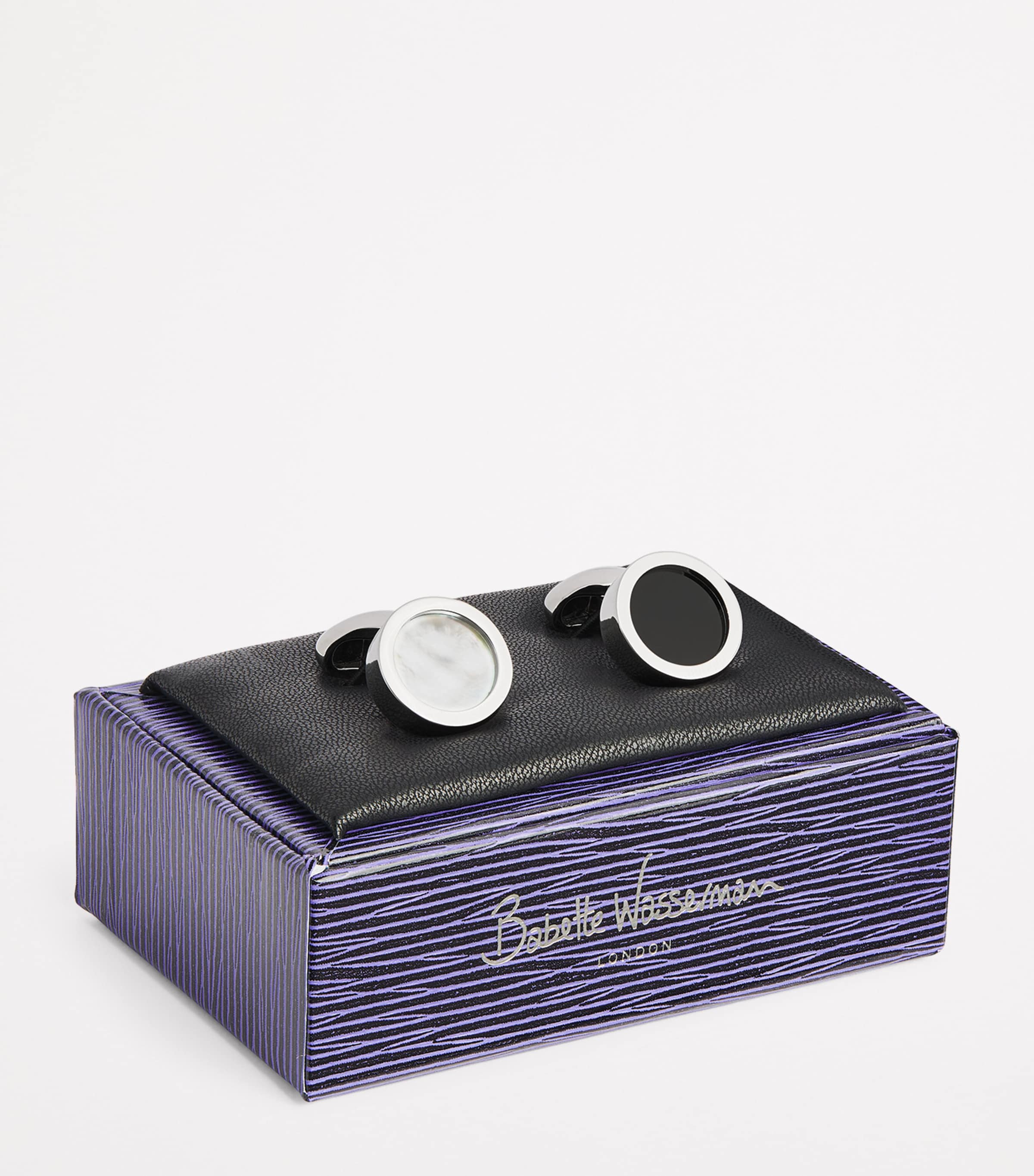 Babette Wasserman Rhodium-Plated Reversible Disc Cufflinks Silver Image 3
