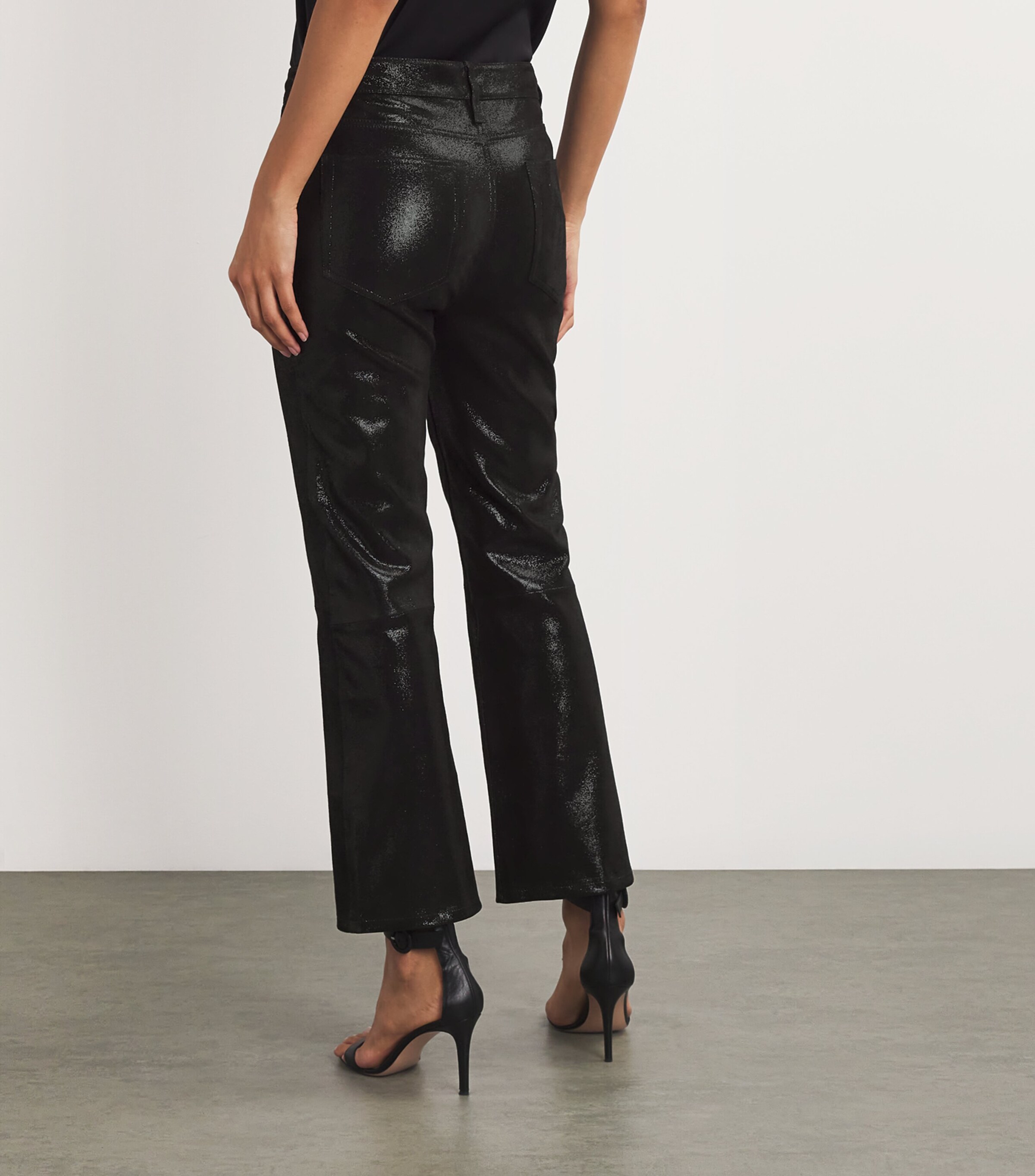 FRAME Womens Suede Le Crop Mini Boot Trousers Black Multi Image 4