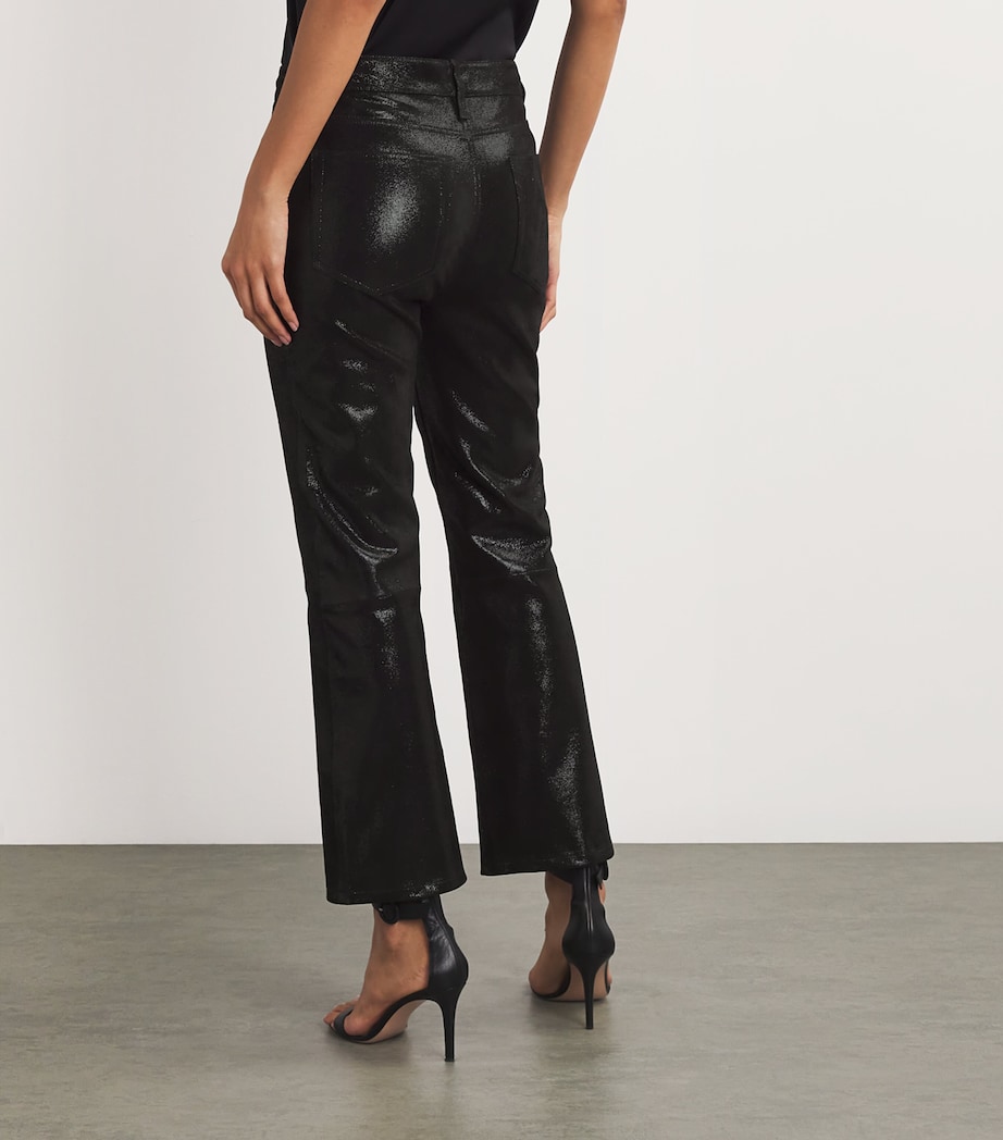 FRAME Womens Suede Le Crop Mini Boot Trousers Black Multi Image 4