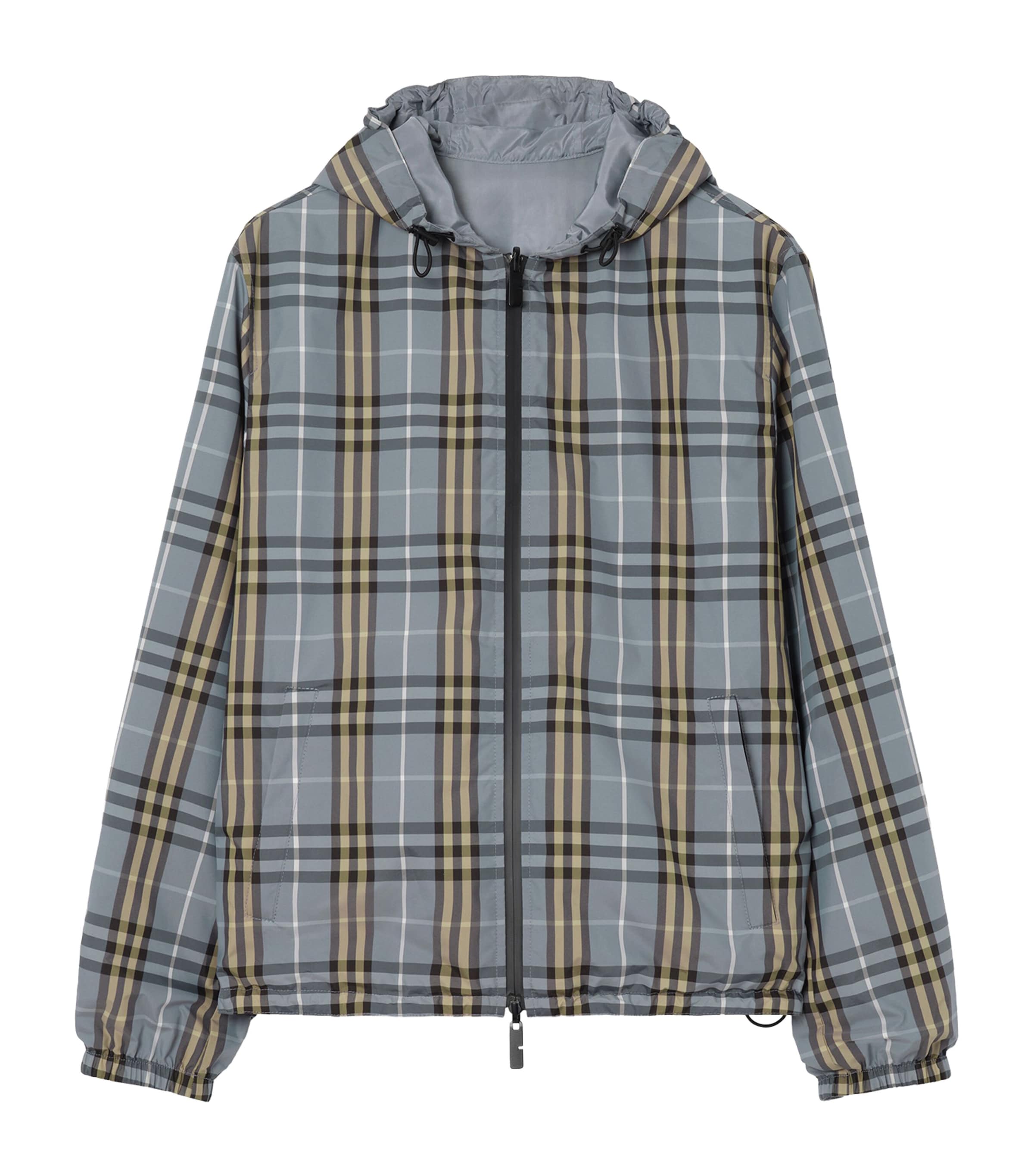 Burberry Mens Reversible Check Print Jacket Wave Blue Ip Check Image 1