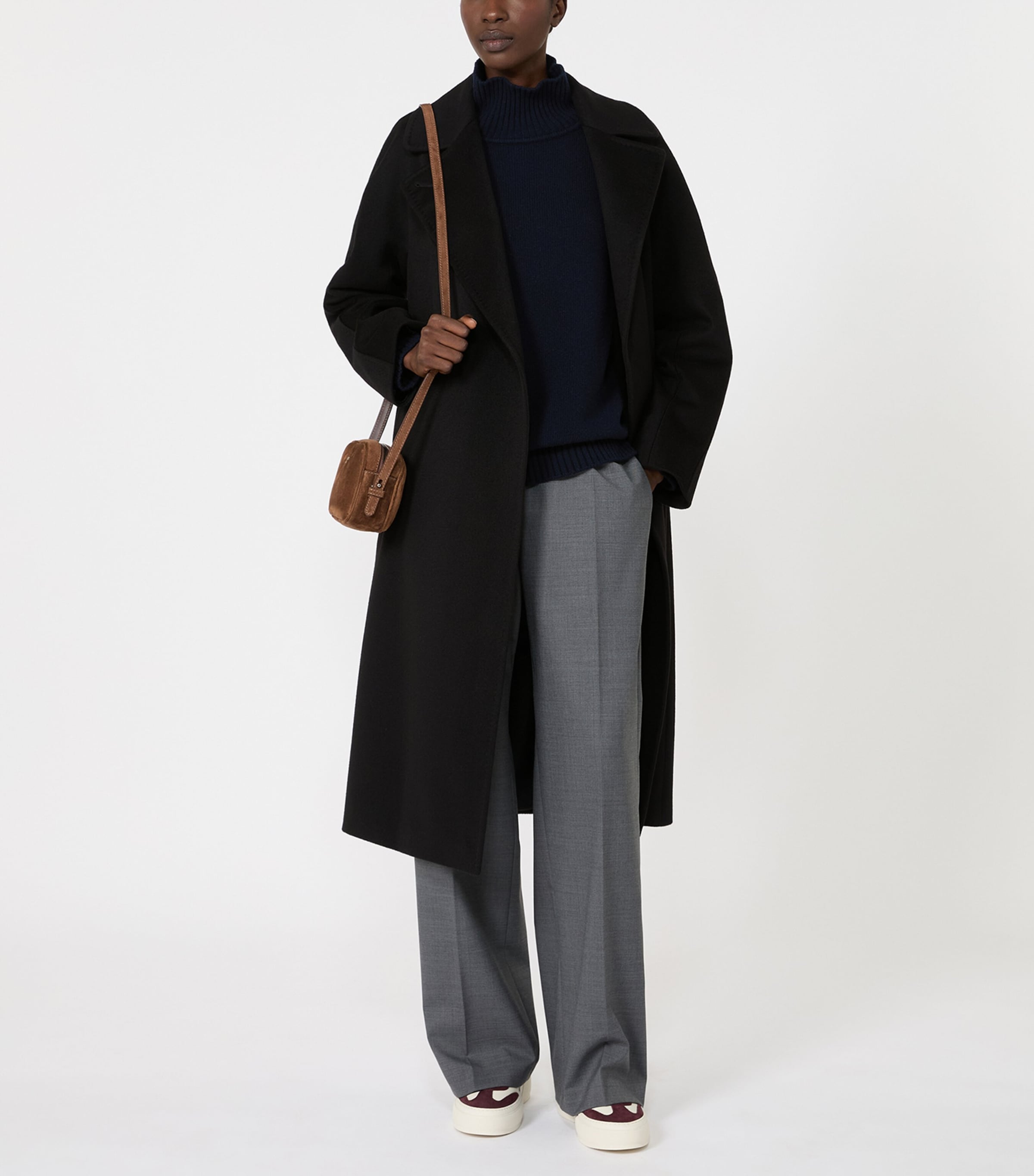 Weekend Max Mara Womens Virgin Wool-Blend Trousers Dark Grey Image 2