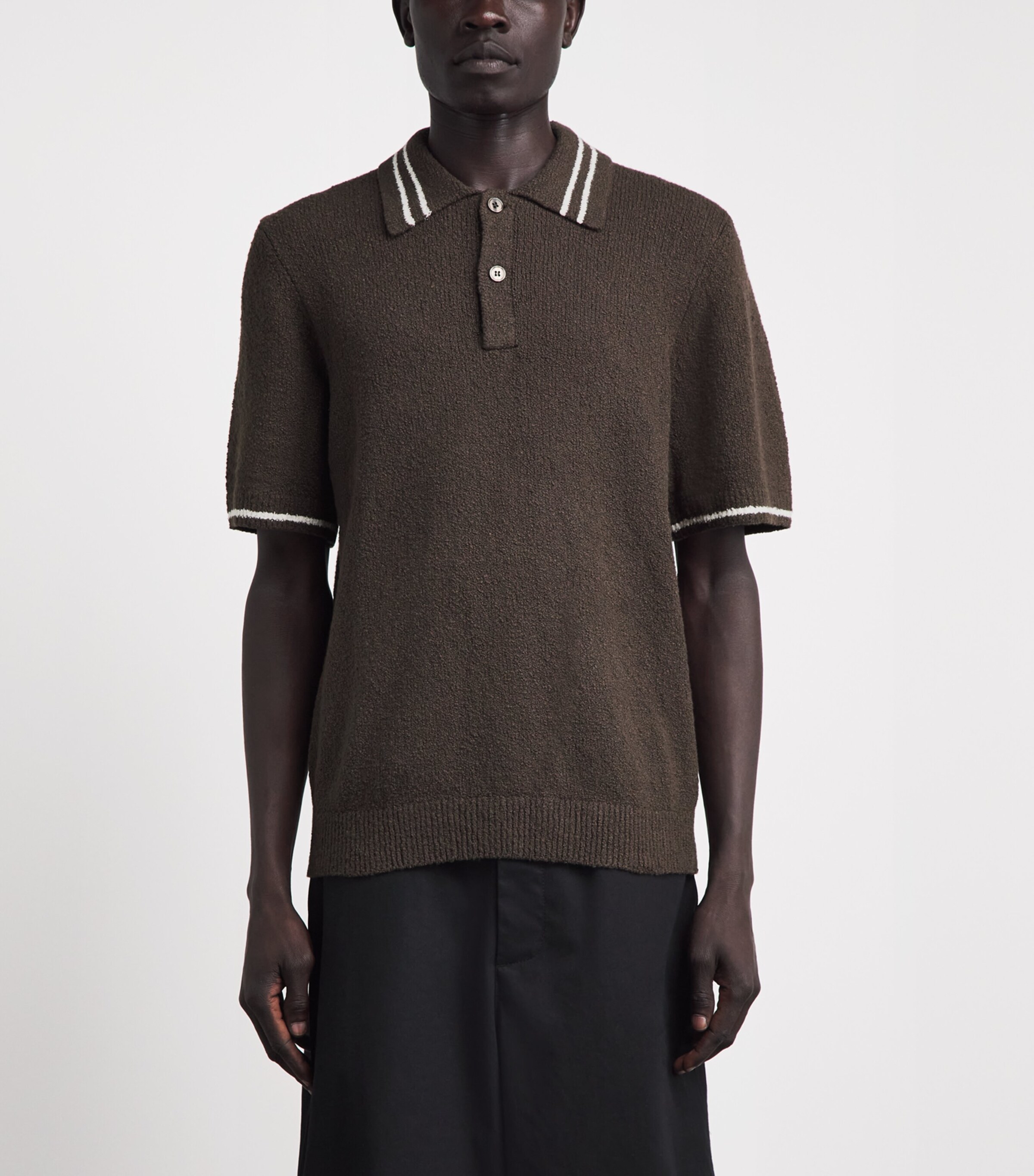 Samsøe Samsøe Mens Bouclé Sapedro Polo Shirt Turkish Coffee Image 4