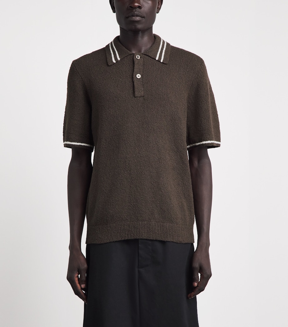 Samsøe Samsøe Mens Bouclé Sapedro Polo Shirt Turkish Coffee Image 4