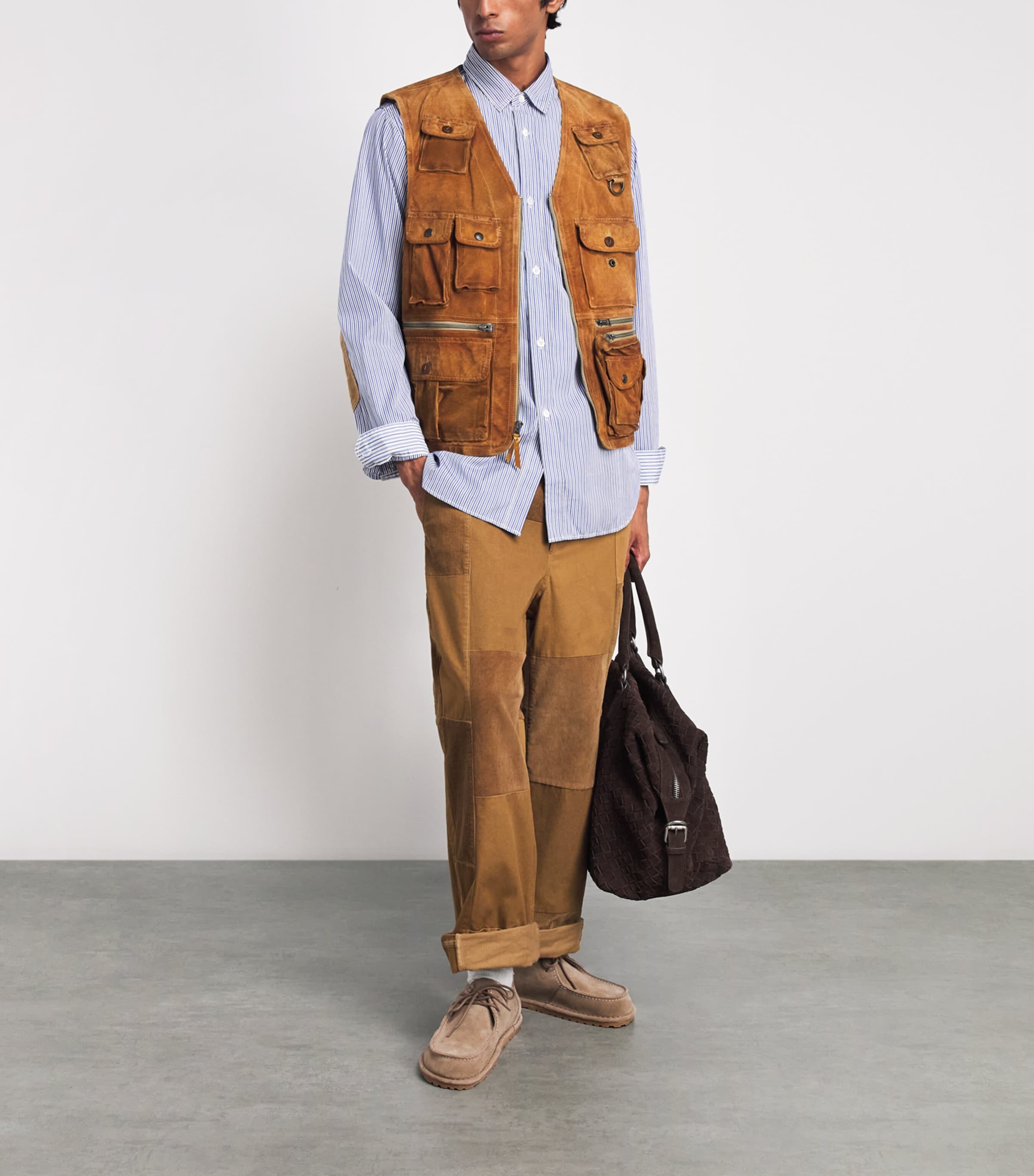 Junya Watanabe MAN Mens Cotton Stripe Shirt Wh/nv/blu X Sx/why Image 2