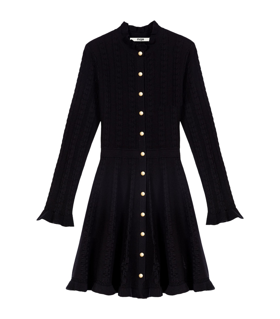 Maje Womens Knitted Mini Dress Black Image 1