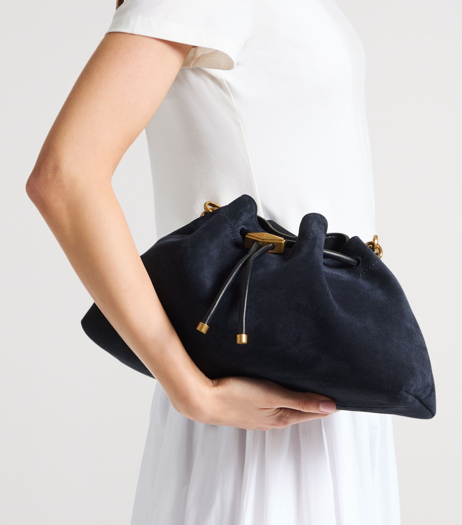 Jimmy Choo Medium Suede Cinch Shoulder Bag Marine/gold Image 2