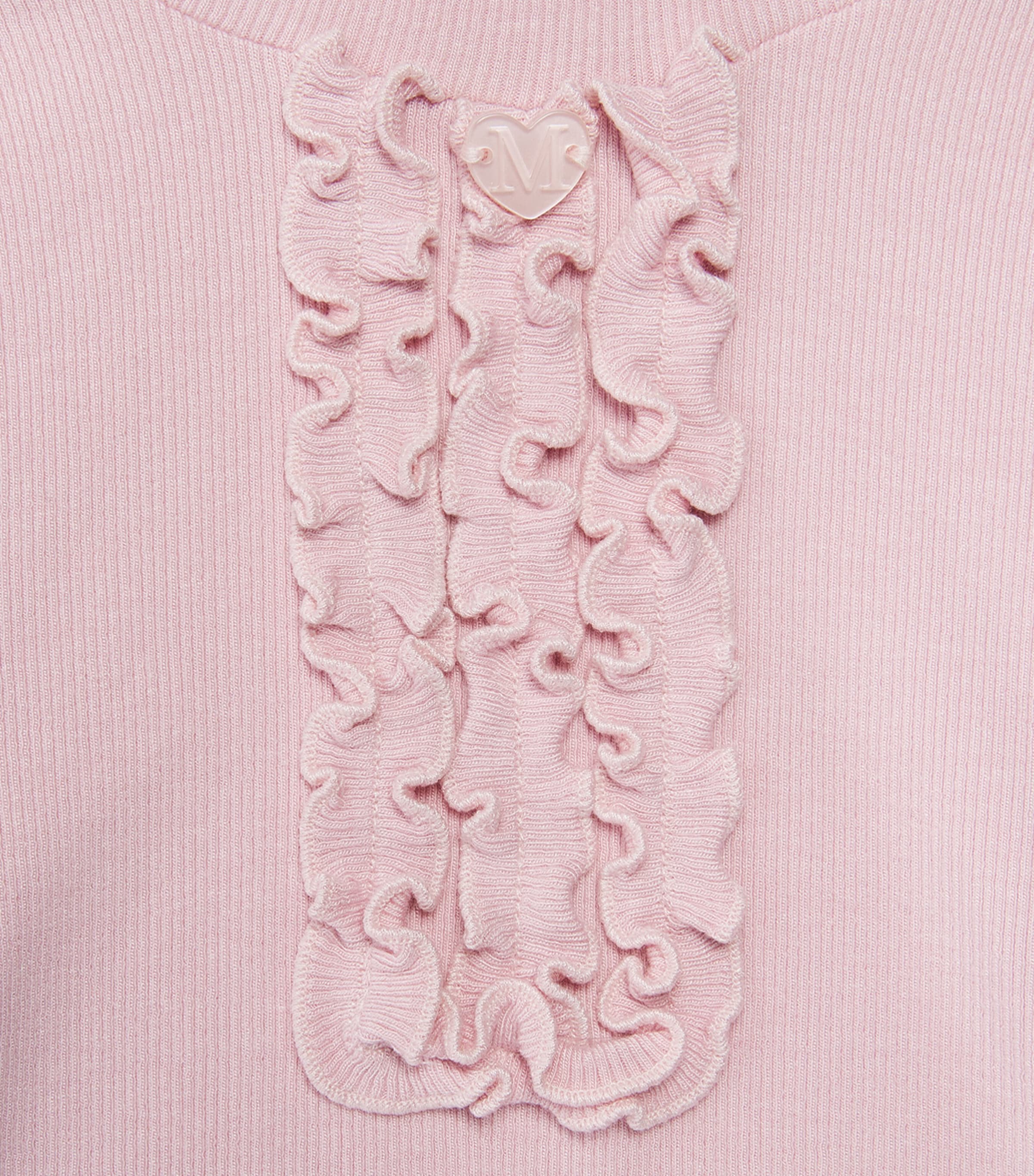 Monnalisa Ribbed Ruffle Rollneck Top (2-12 Years) Lotus Image 4