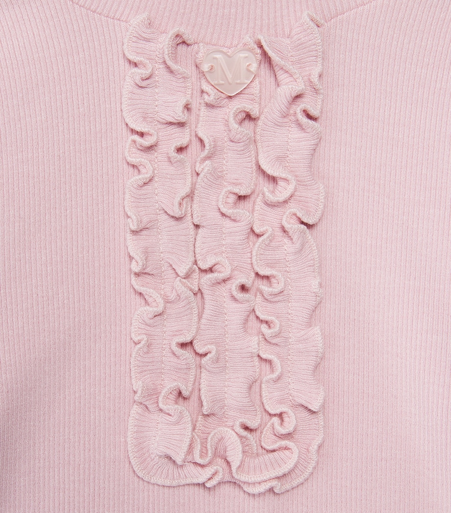 Monnalisa Ribbed Ruffle Rollneck Top (2-12 Years) Lotus Image 4