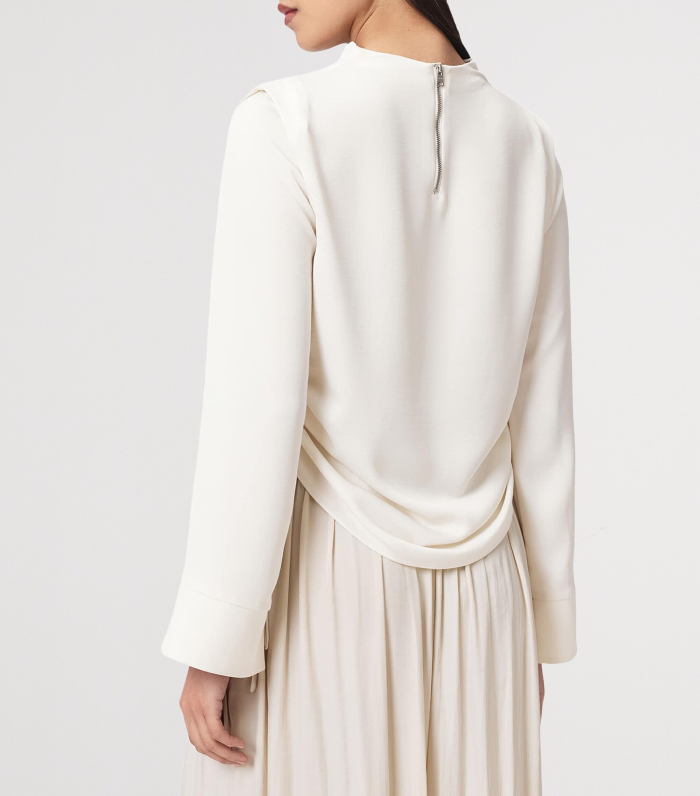 AllSaints Womens Long-Sleeve Leslie Top Antique White Image 4