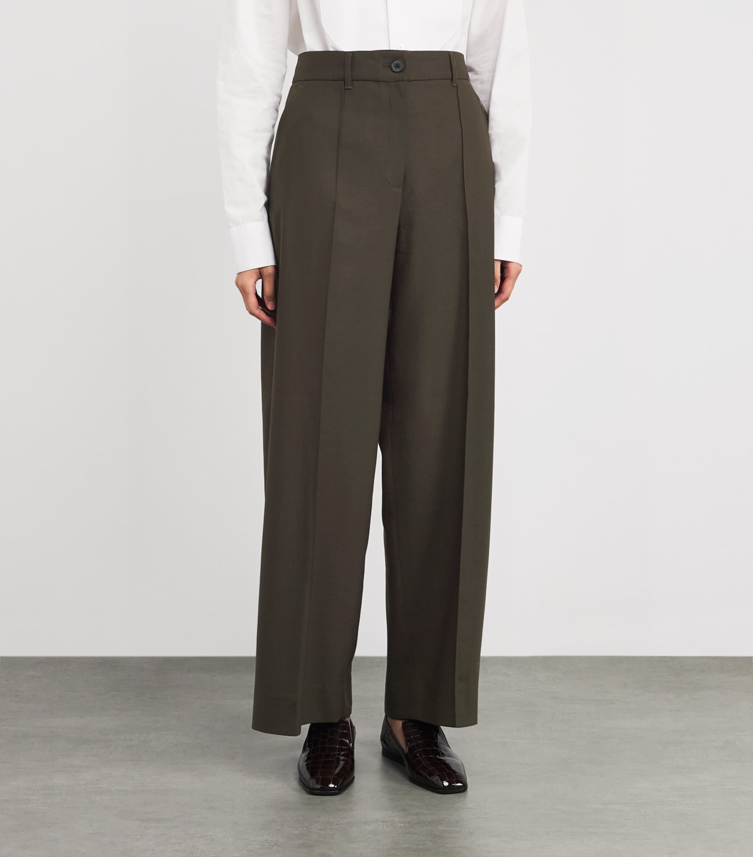 Pintuck Tapered Trousers INTENSE OLIVE Image 3