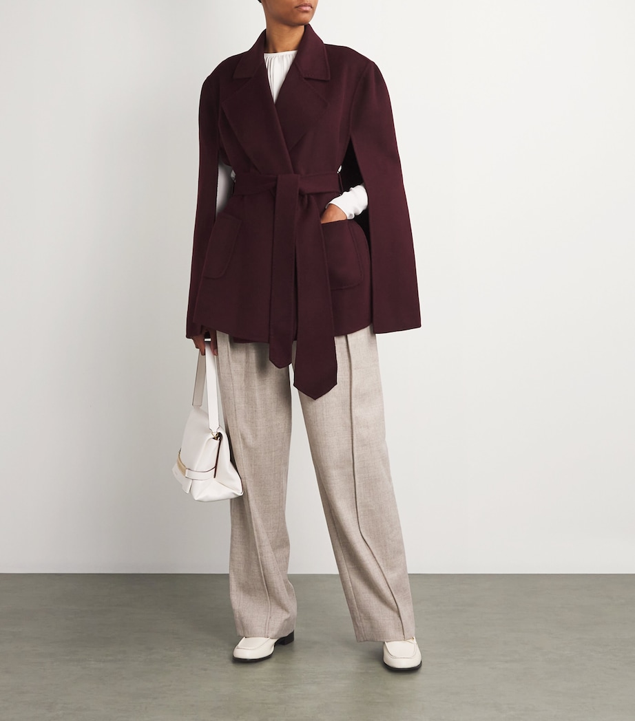 Cashmere Tie-Waist Cape MERLOT Image 2