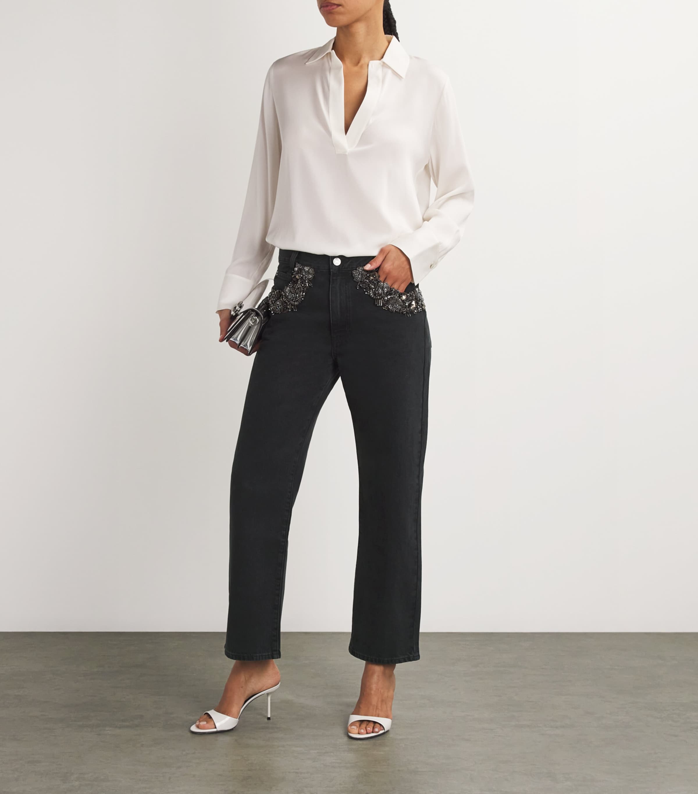 Organic Beaded Straight-Leg Jeans PORTIA Image 2