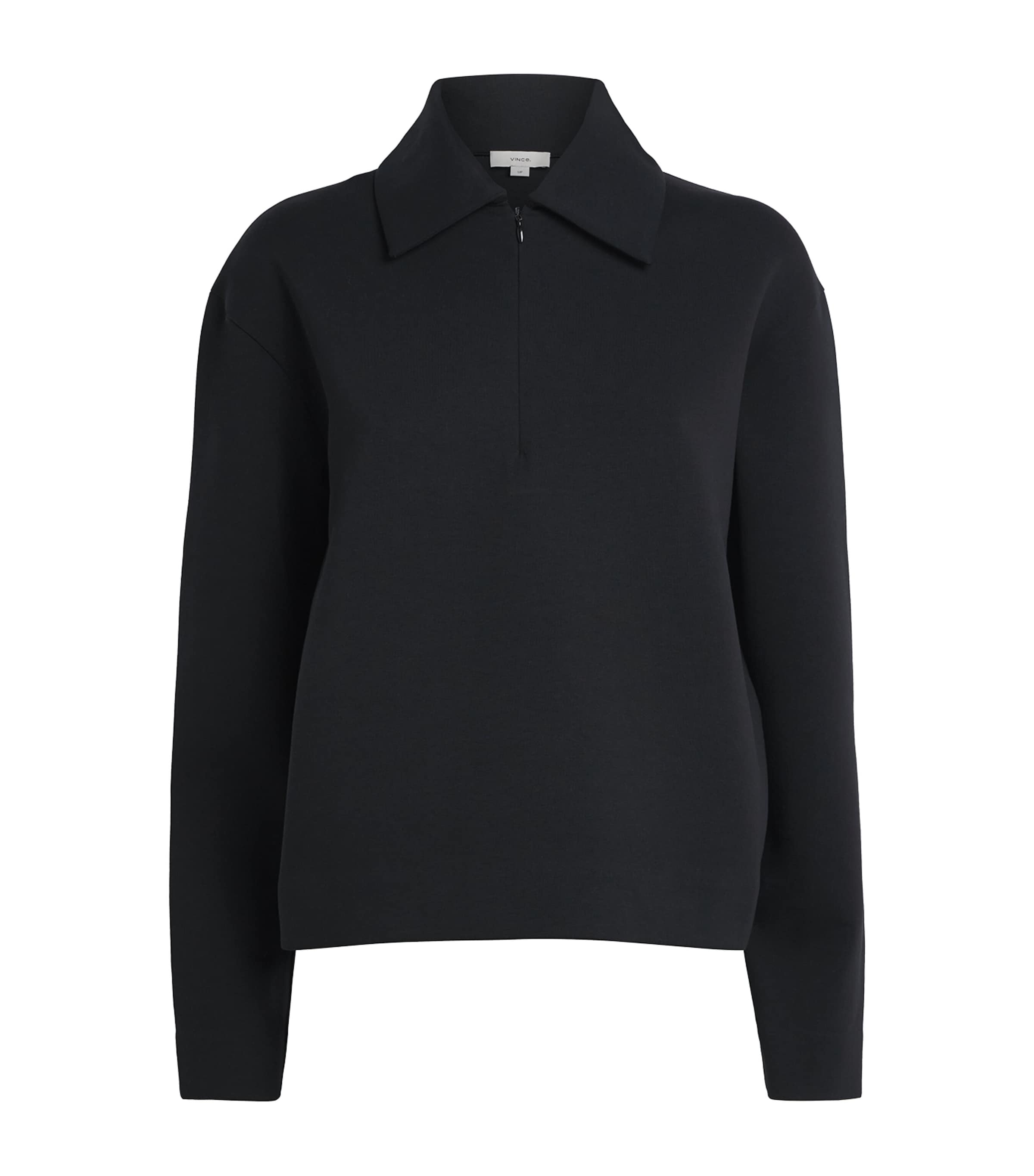 Cotton-Blend Half-Zip Sweater 001BLK Image 1