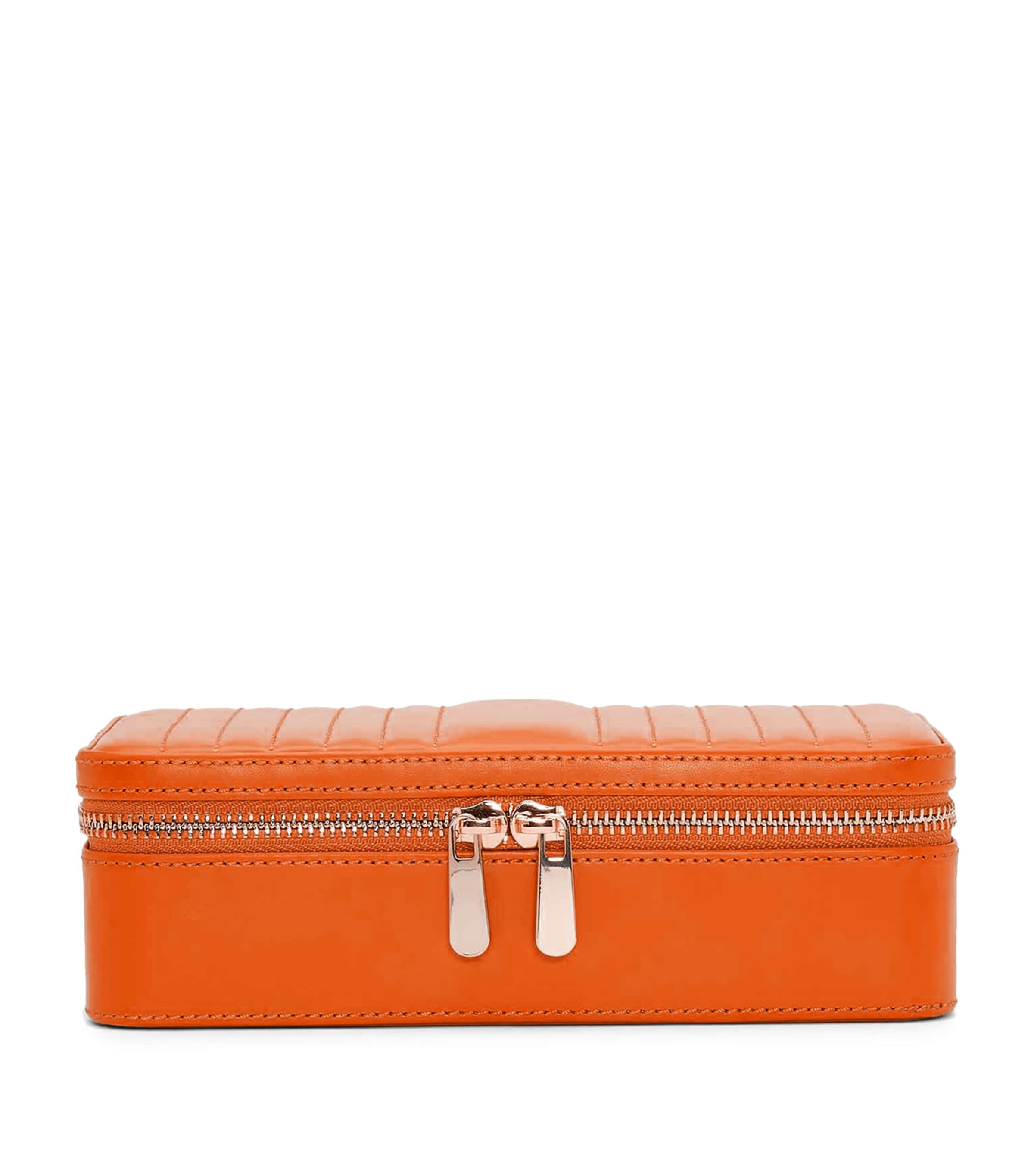 Medium Leather Maria Jewellery Case TANGERINE Image 1