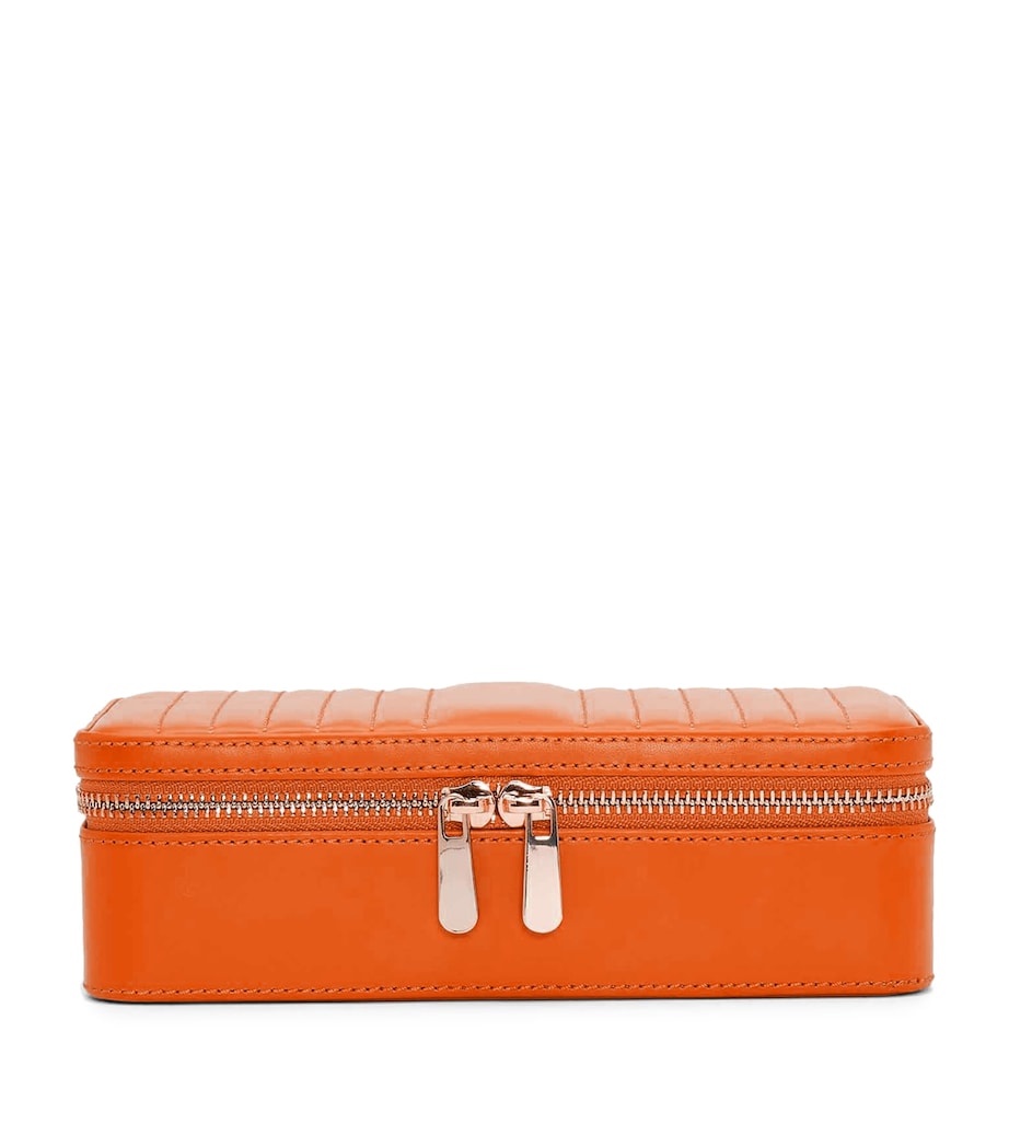 Medium Leather Maria Jewellery Case TANGERINE Image 1
