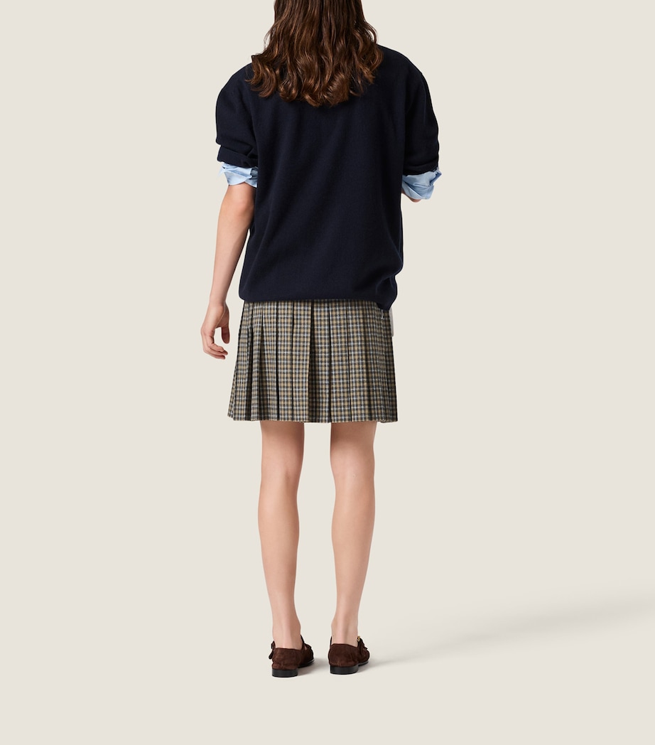 Miu Miu Womens Cashmere Short-Sleeve Polo Sweater Blue Image 3