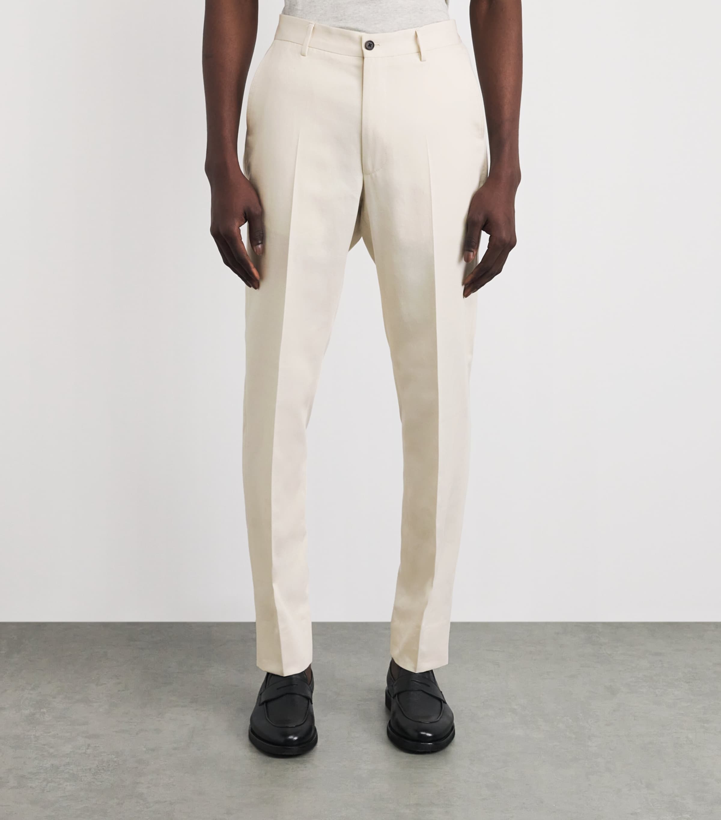 Corneliani Mens Cotton-Cashmere Trousers Natural / Beige Image 4