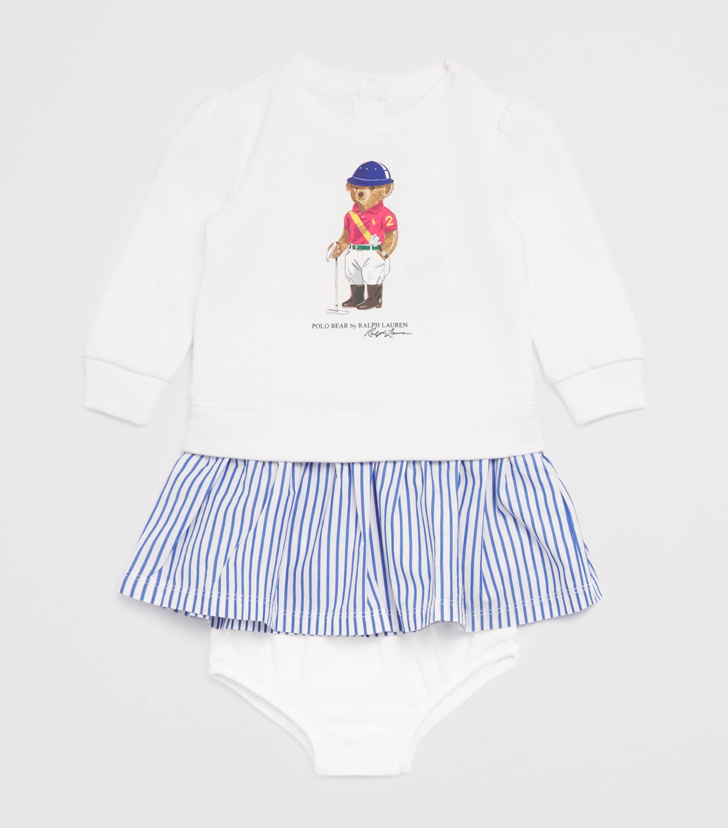 Cotton-Blend Polo Bear Dress and Bloomer Set (3-24 Months) WHITE Image 3