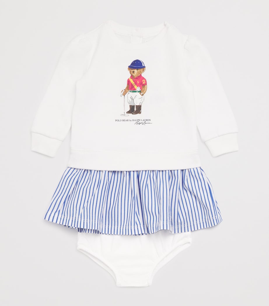 Cotton-Blend Polo Bear Dress and Bloomer Set (3-24 Months) WHITE Image 3