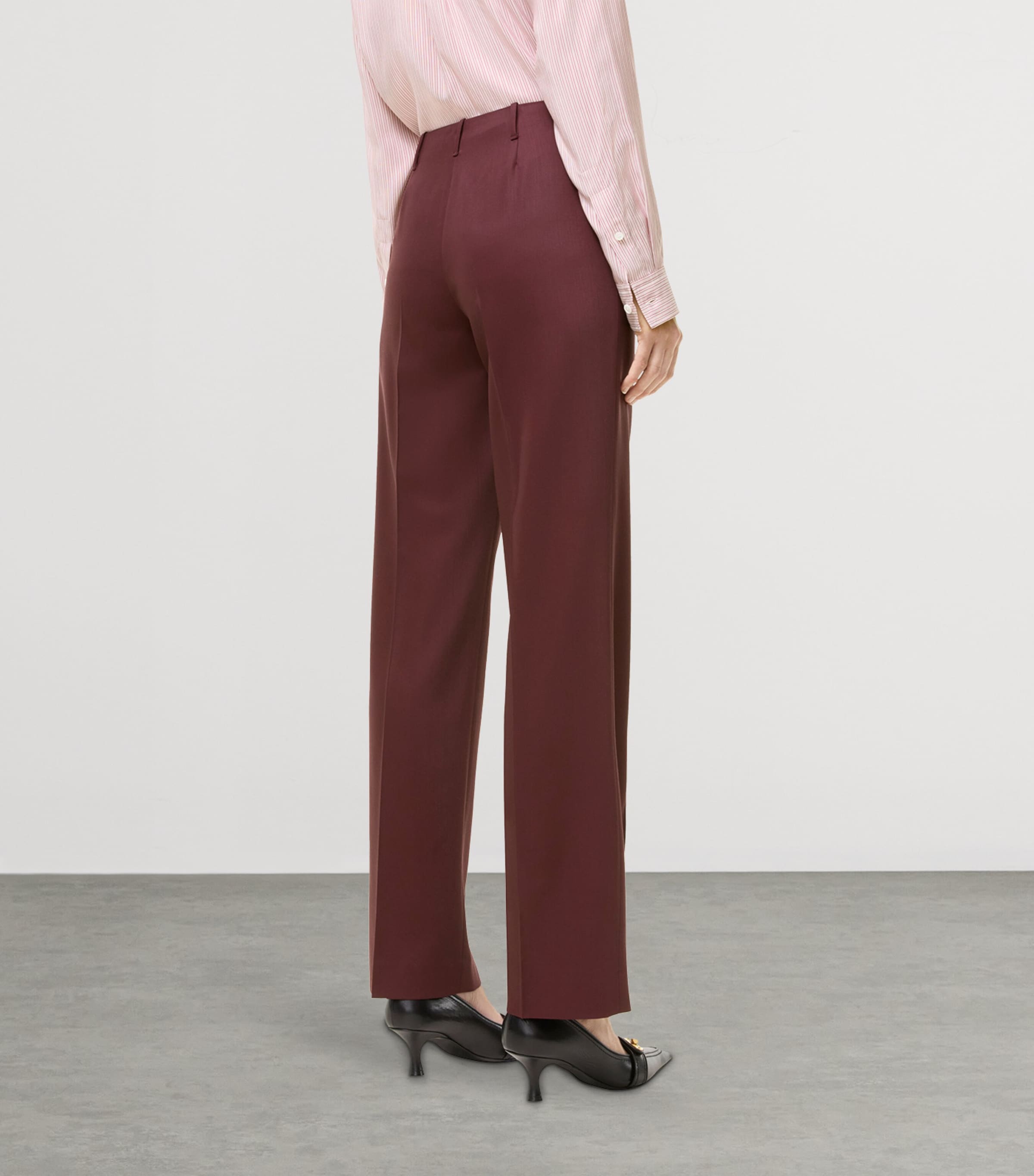 Burberry Womens Wool Tailored Trousers Vineyard Red Image 3