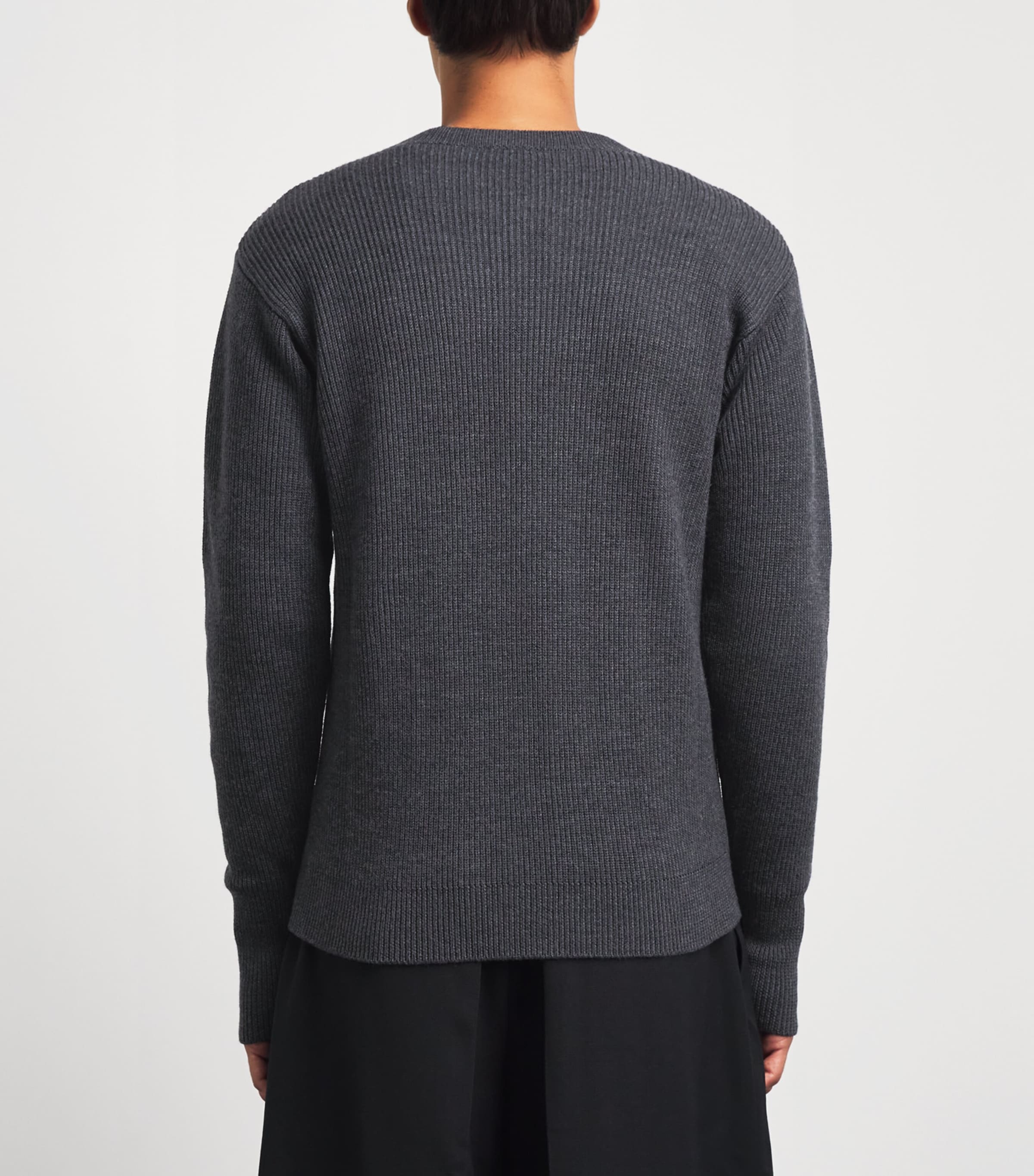 Barena Mens Virgin Wool Ribbed Cardigan Grigio Image 5