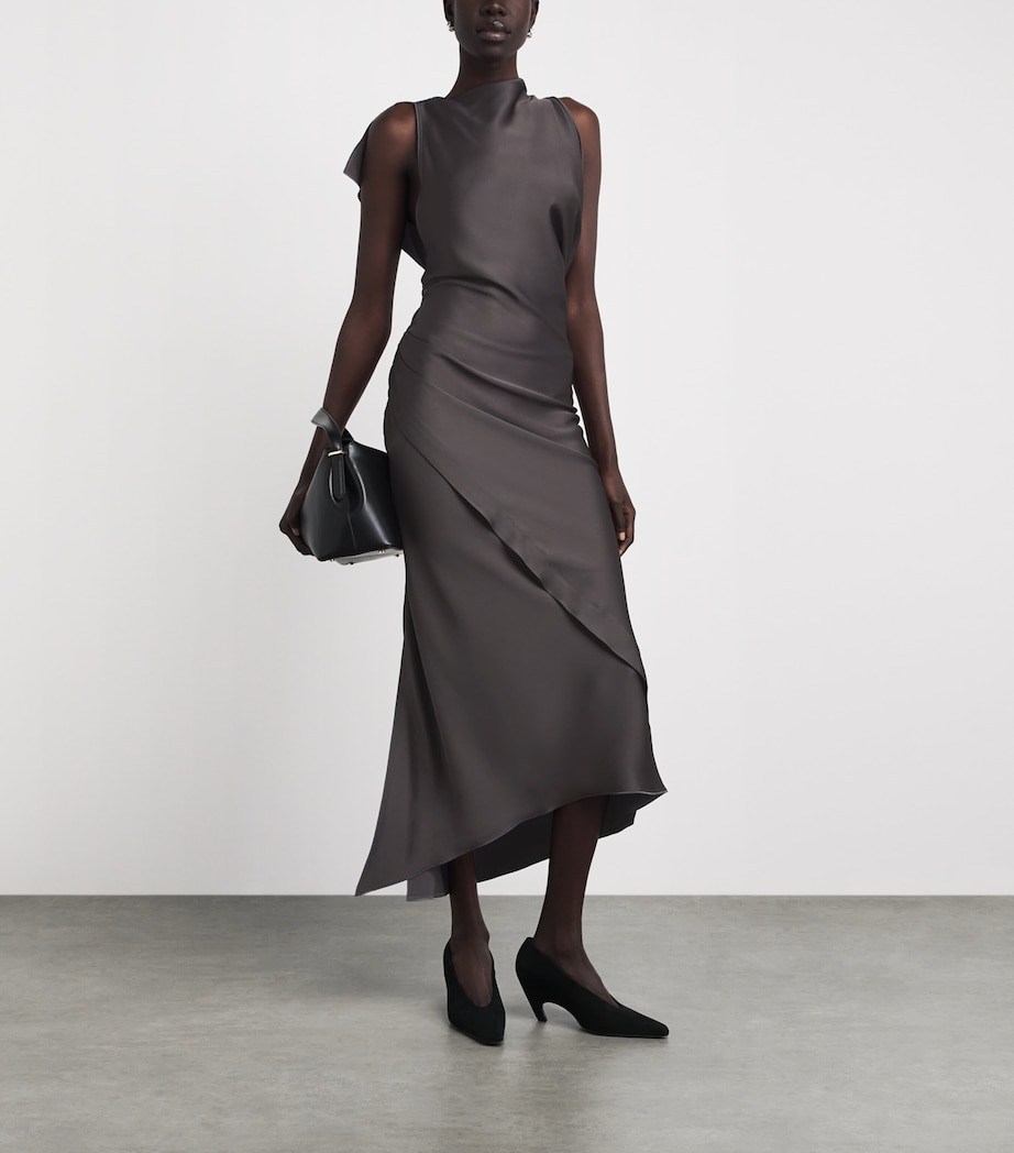 victoria beckham brown dress Victoria Beckham Kyra Midi Dress