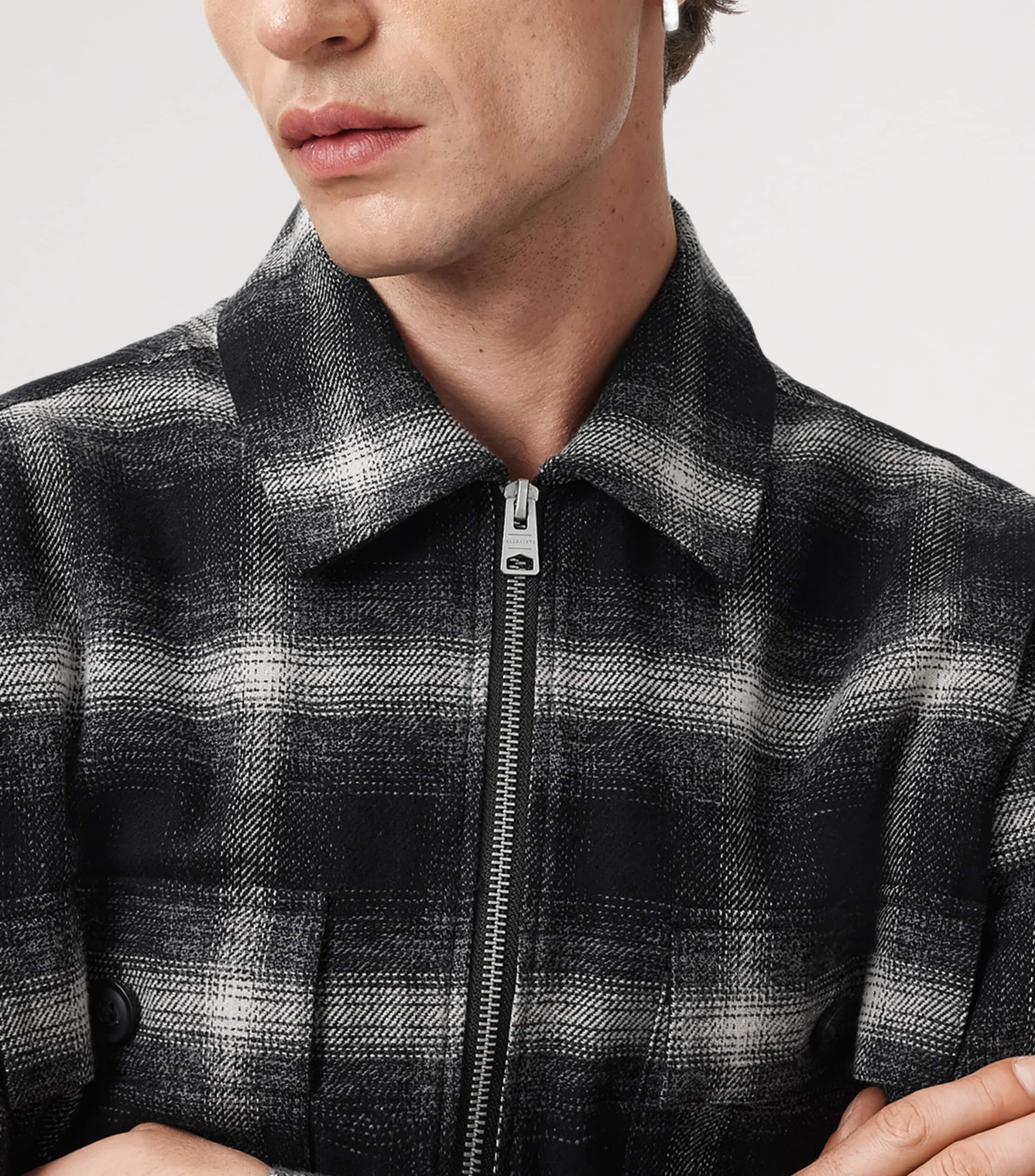 Organic Cotton Check Bayo Jacket BLACK Image 6