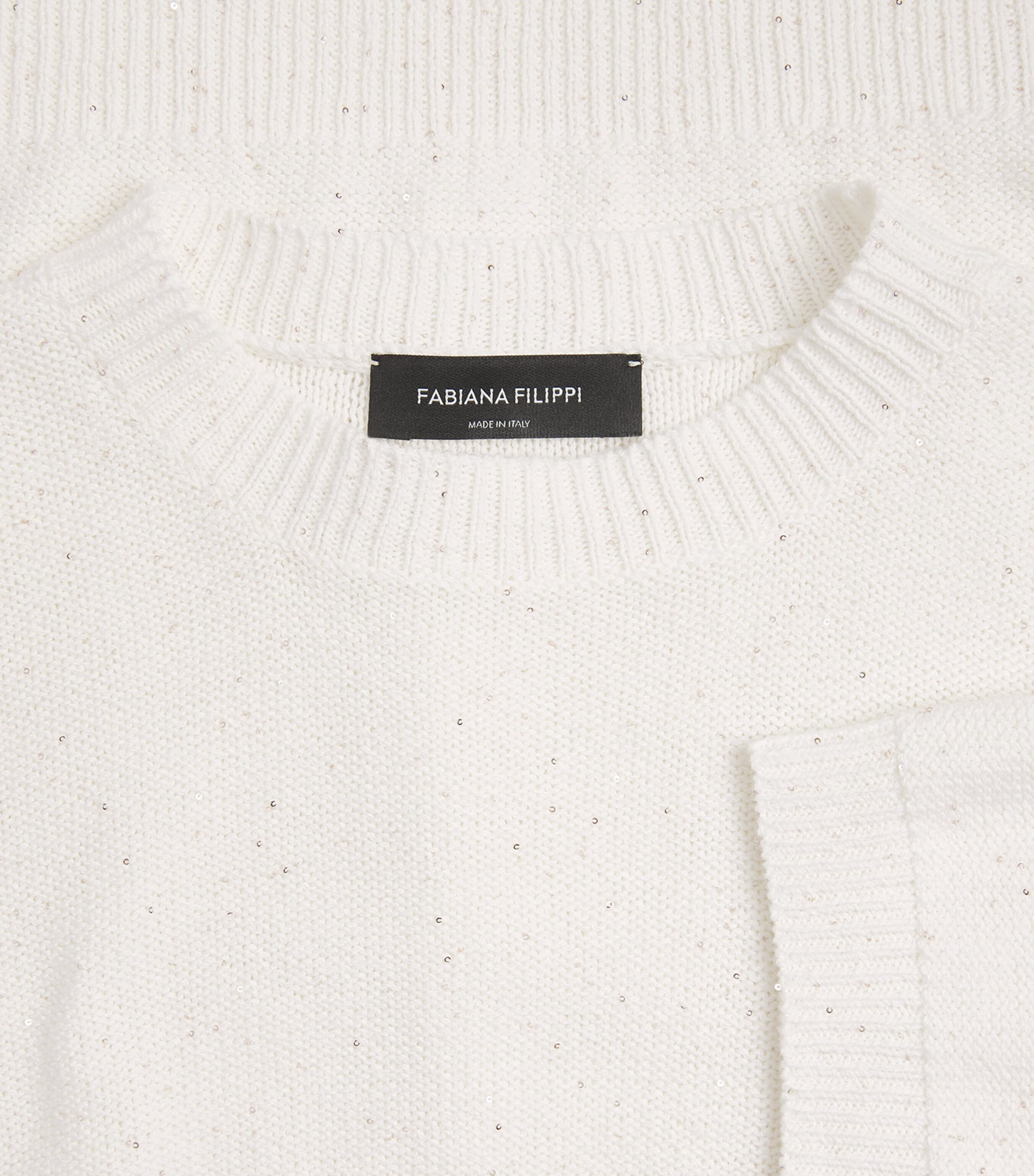 Fabiana Filippi Womens Cotton-Blend Sequin Sweater Bianco Image 6