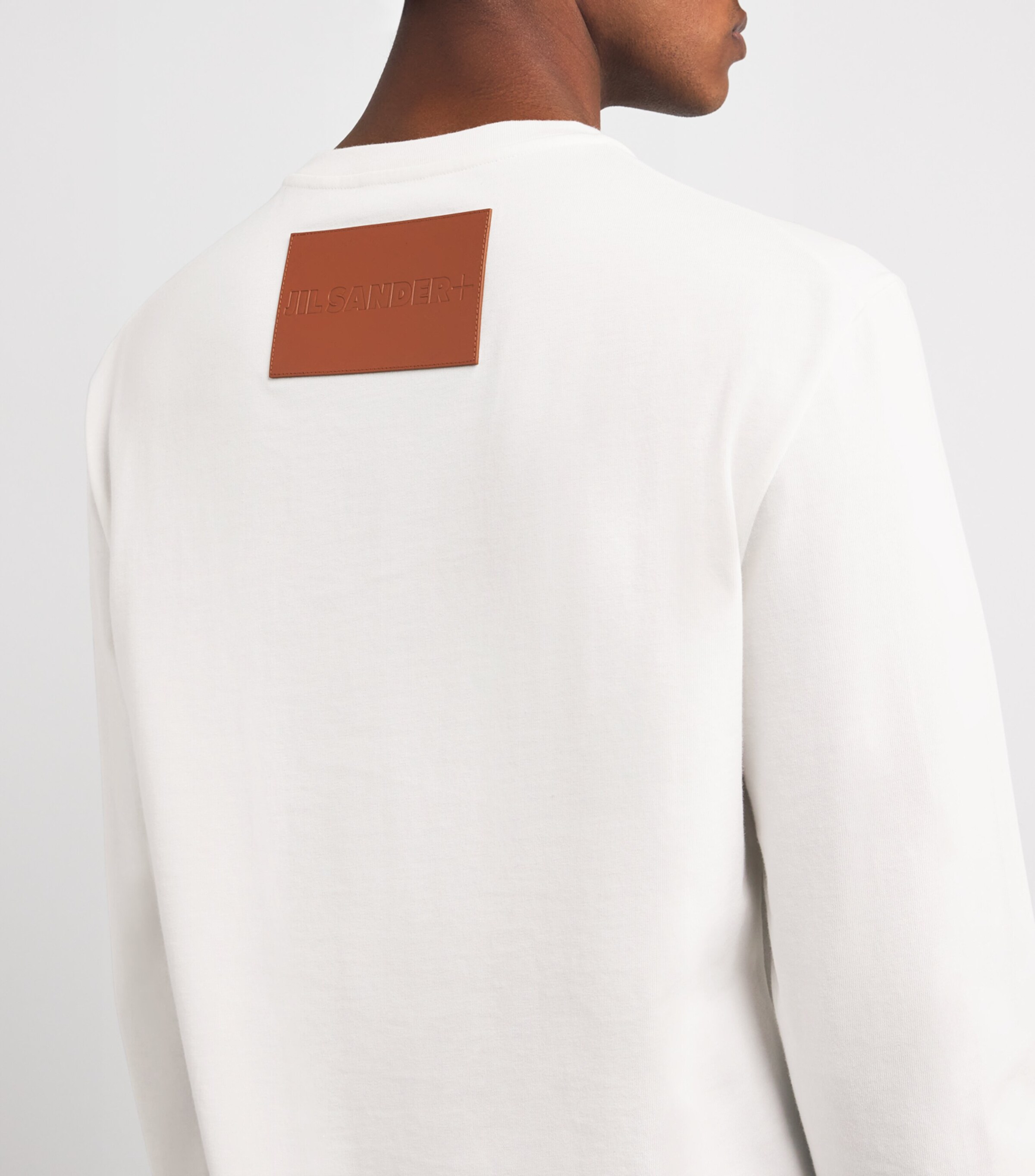 Jil Sander Mens Cotton Logo-Patch T-Shirt Porcelain Image 6