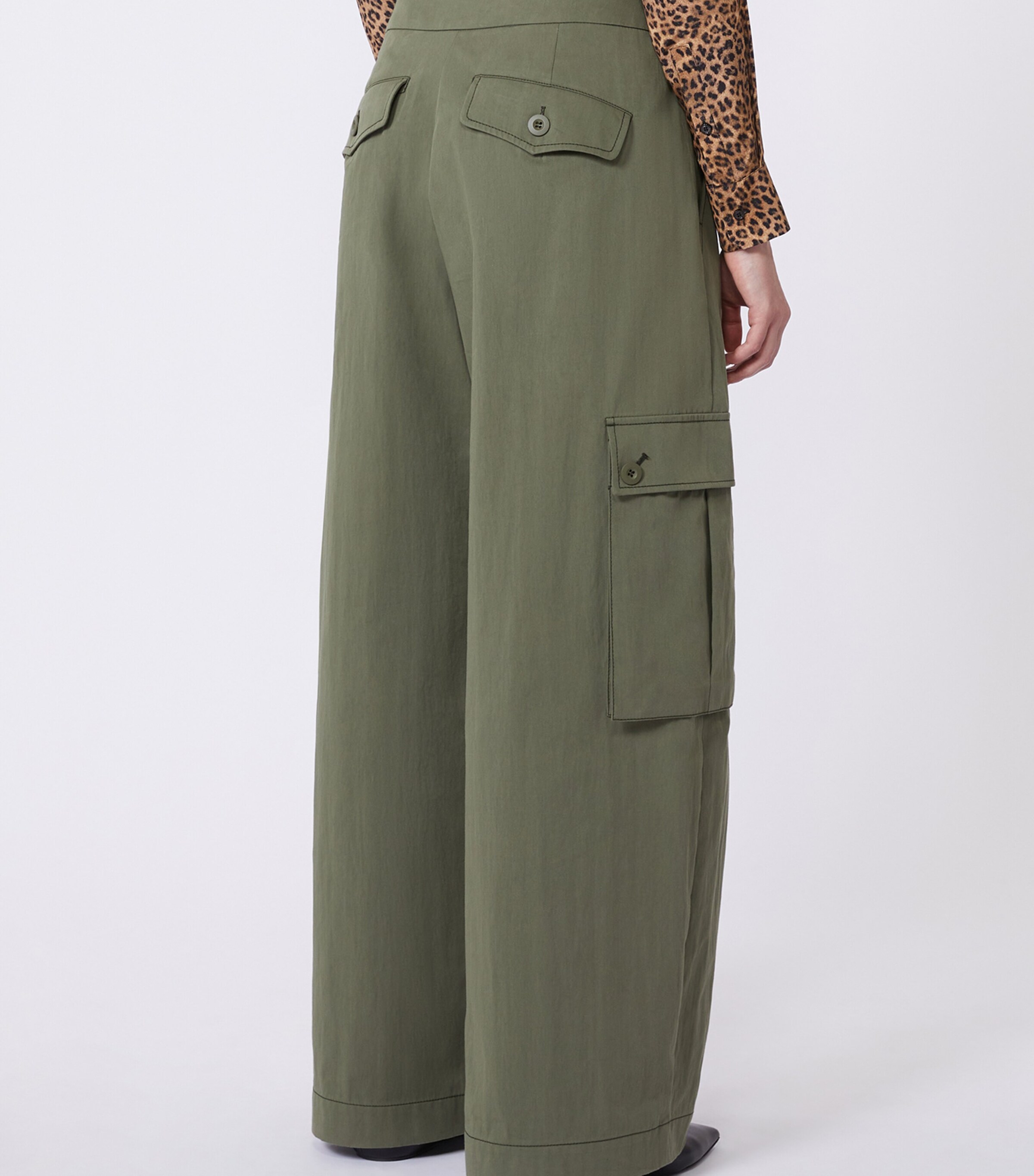Cotton-Blend Cargo Trousers DARK GREEN Image 4