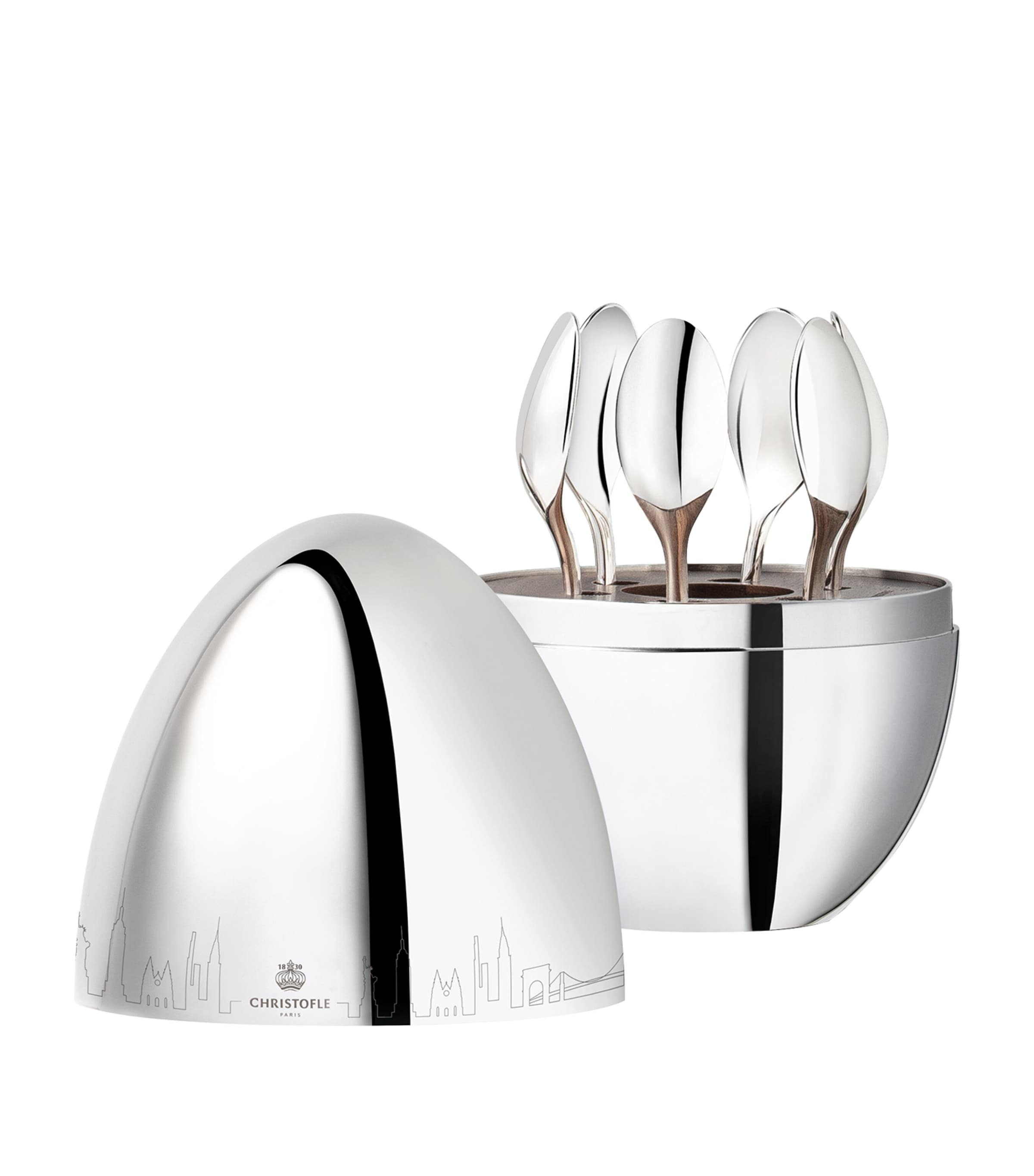 Christofle New York Mood 6-piece Espresso Spoon Canteen In Silver