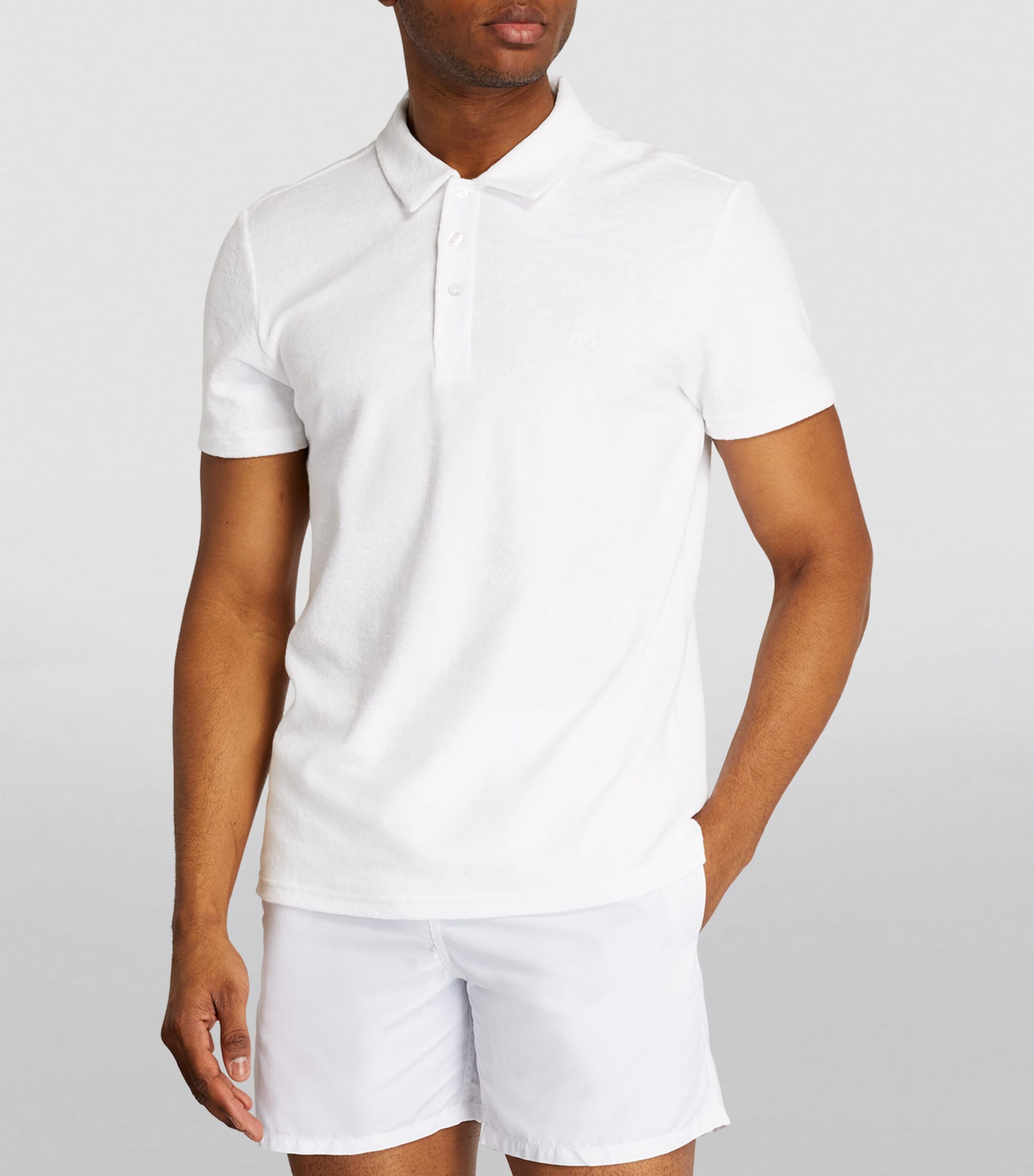 Towelling Polo Shirt 010 WHITE Image 3