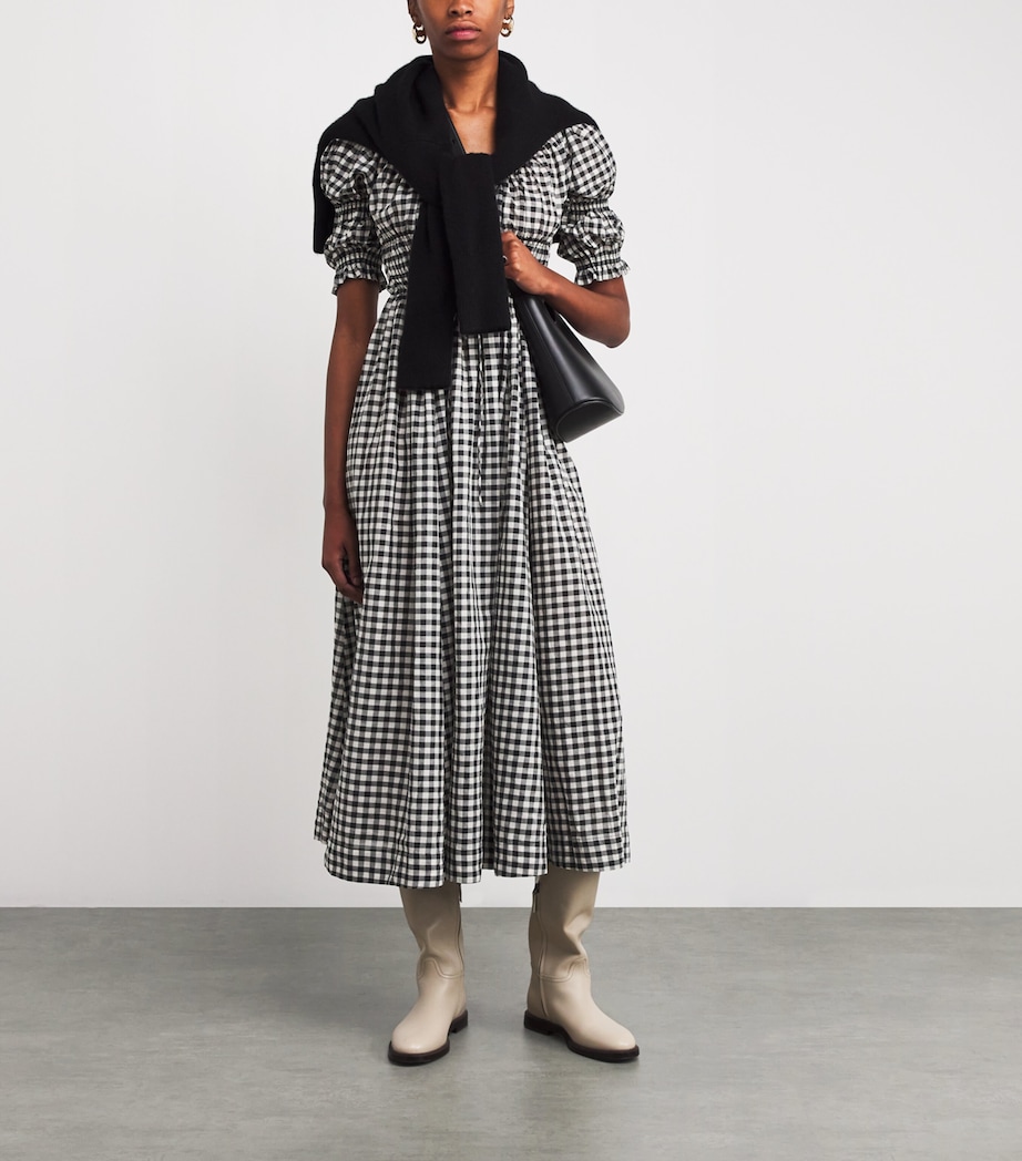 Organic Cotton Gingham Ischia Midi Dress NOIR GRETA GINGHAM Image 2
