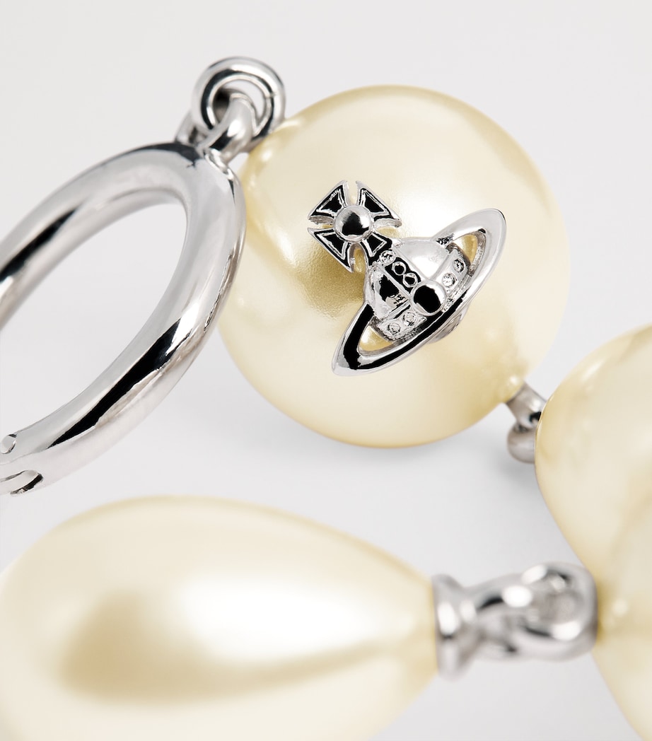 Vivienne Westwood Faux Pearl Martha Drop Earrings Platnium/creamrose Image 6
