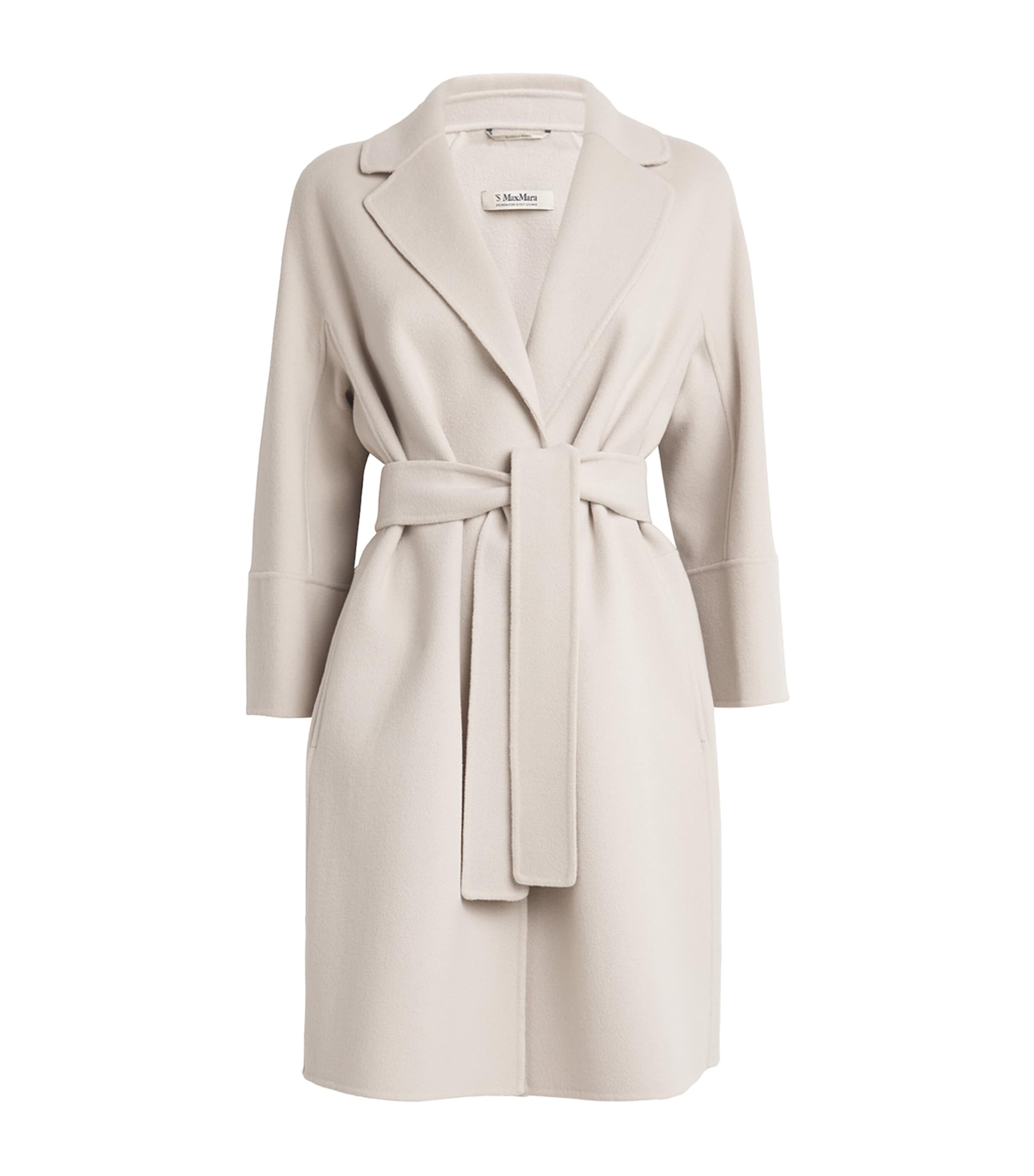 Max Mara Virgin Wool Wrap Coat In Grey