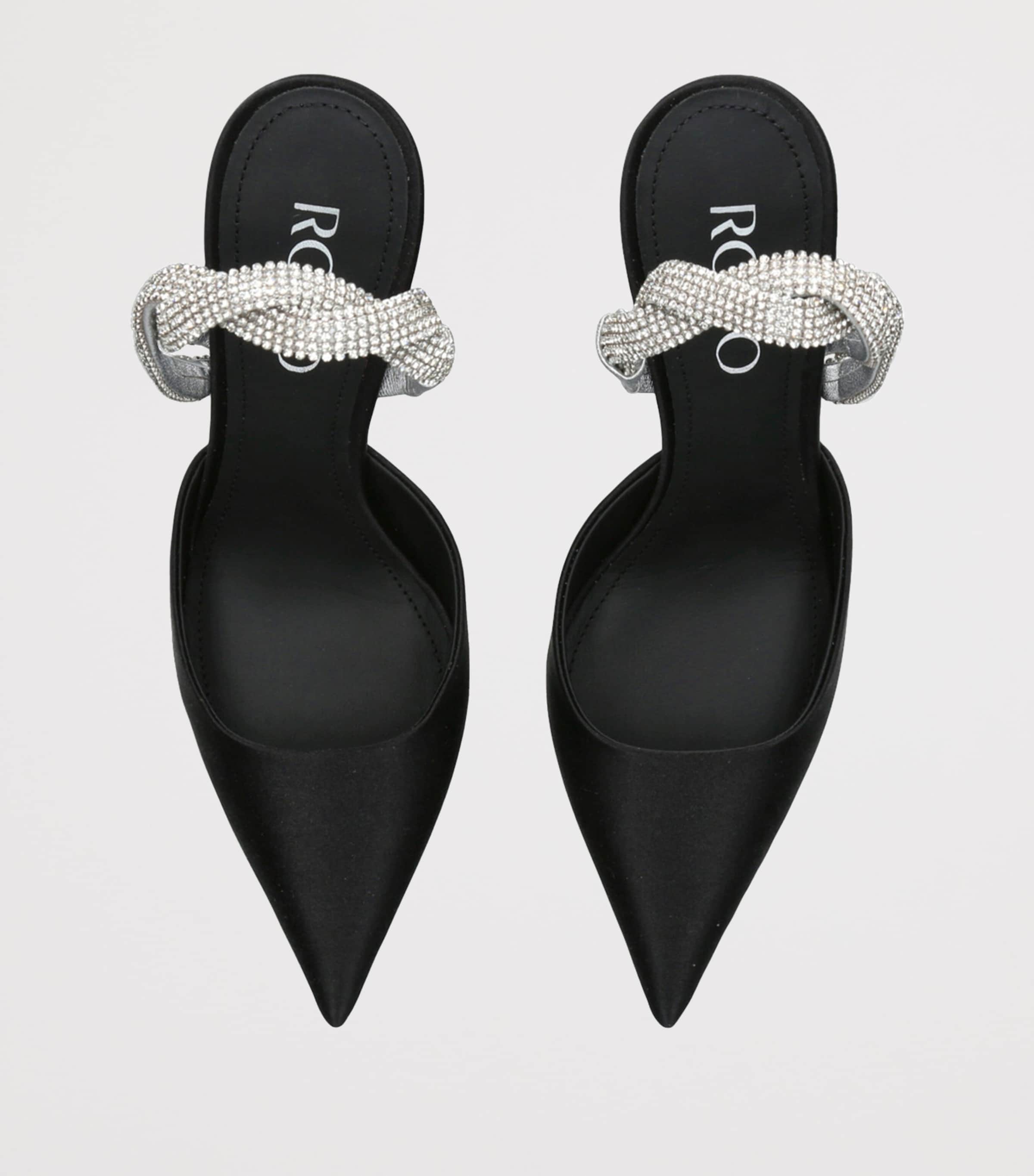 Rodo Satin Embellished Lia Slingback Pumps 80 Black/comb Image 4