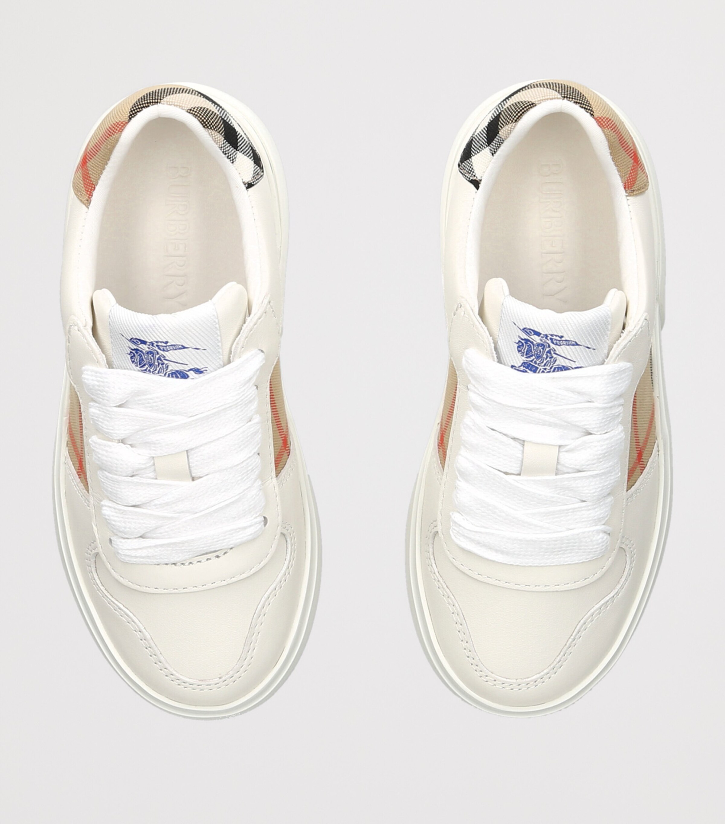 Burberry Kids Leather Noah Sneakers White/comb Image 3