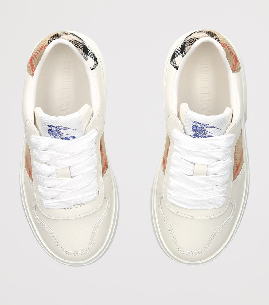 Burberry Kids Leather Noah Sneakers White/comb Image 3
