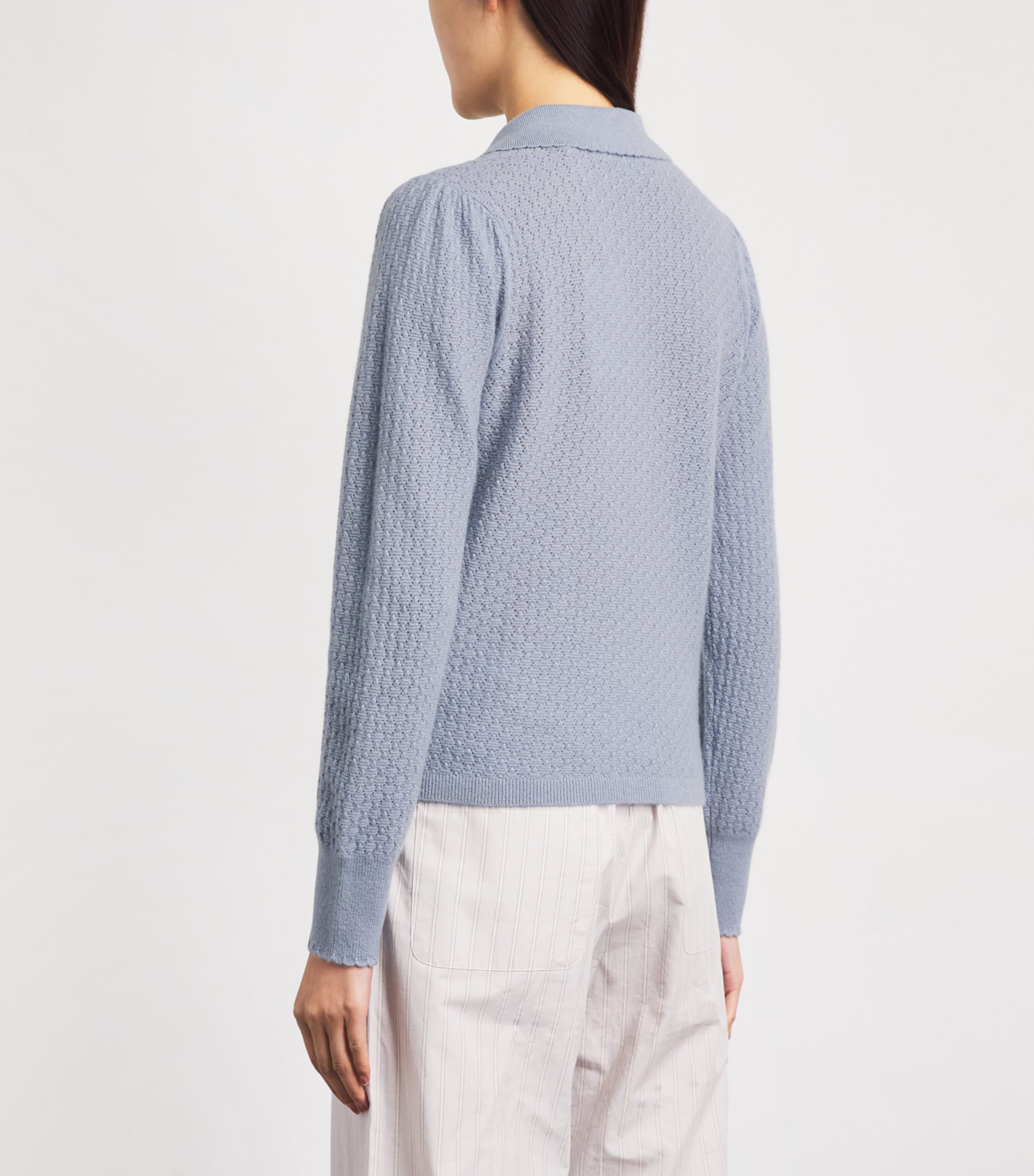 FRAME Womens Cashmere Honeycomb Sweater Grey Blue Image 5