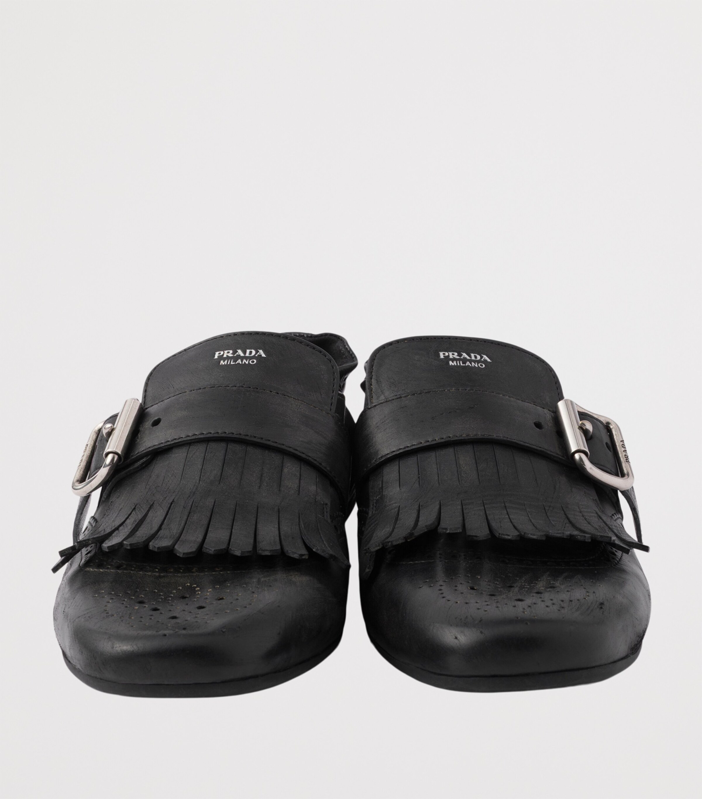 Leather Fringed Shuffle Loafers F0002 Image 6