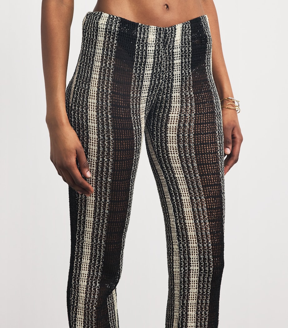Missoni Womens Crochet Stripe Flared Trousers White/black Image 3