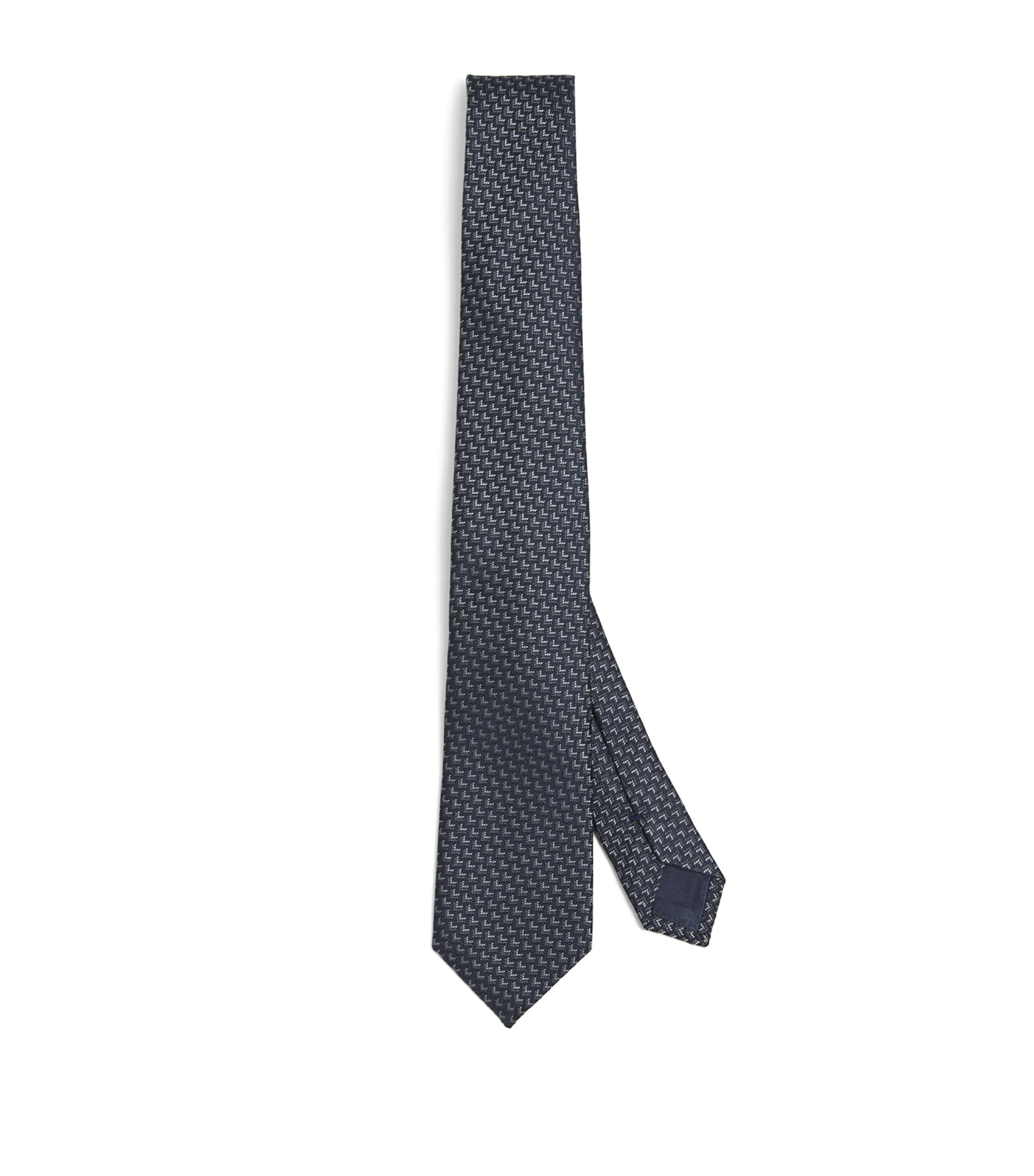 Giorgio Armani Silk Herringbone Tie In Gray