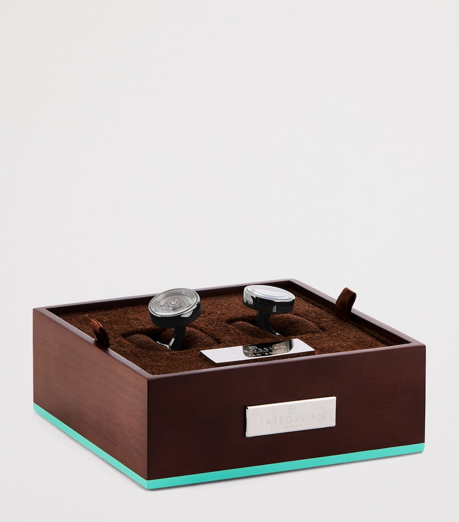 Black Diamond Rotating Cufflinks SILVER Image 3