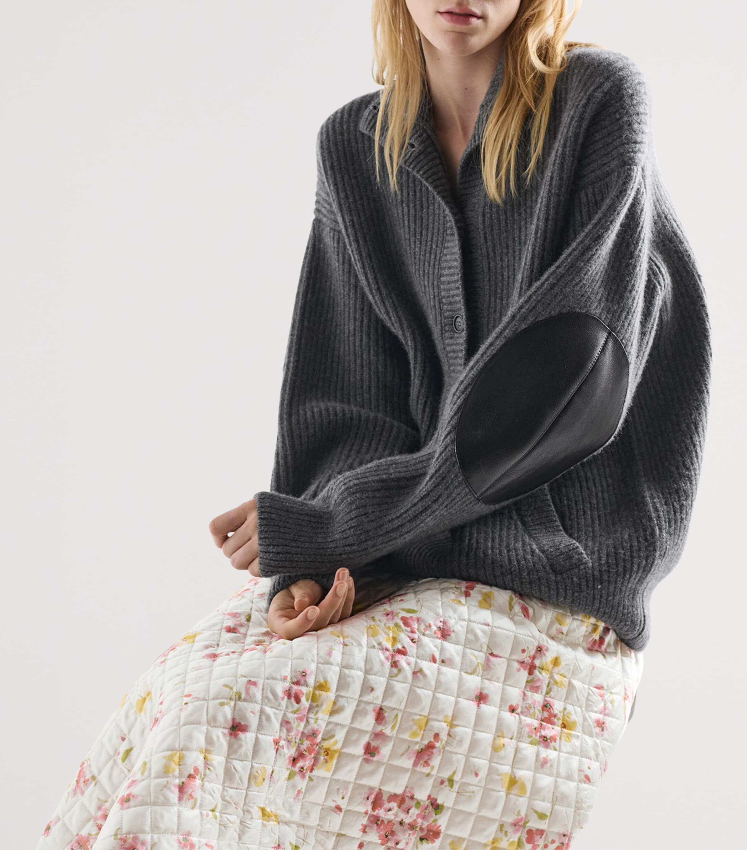 Quilted Satin Floral Skirt F0638 Image 6