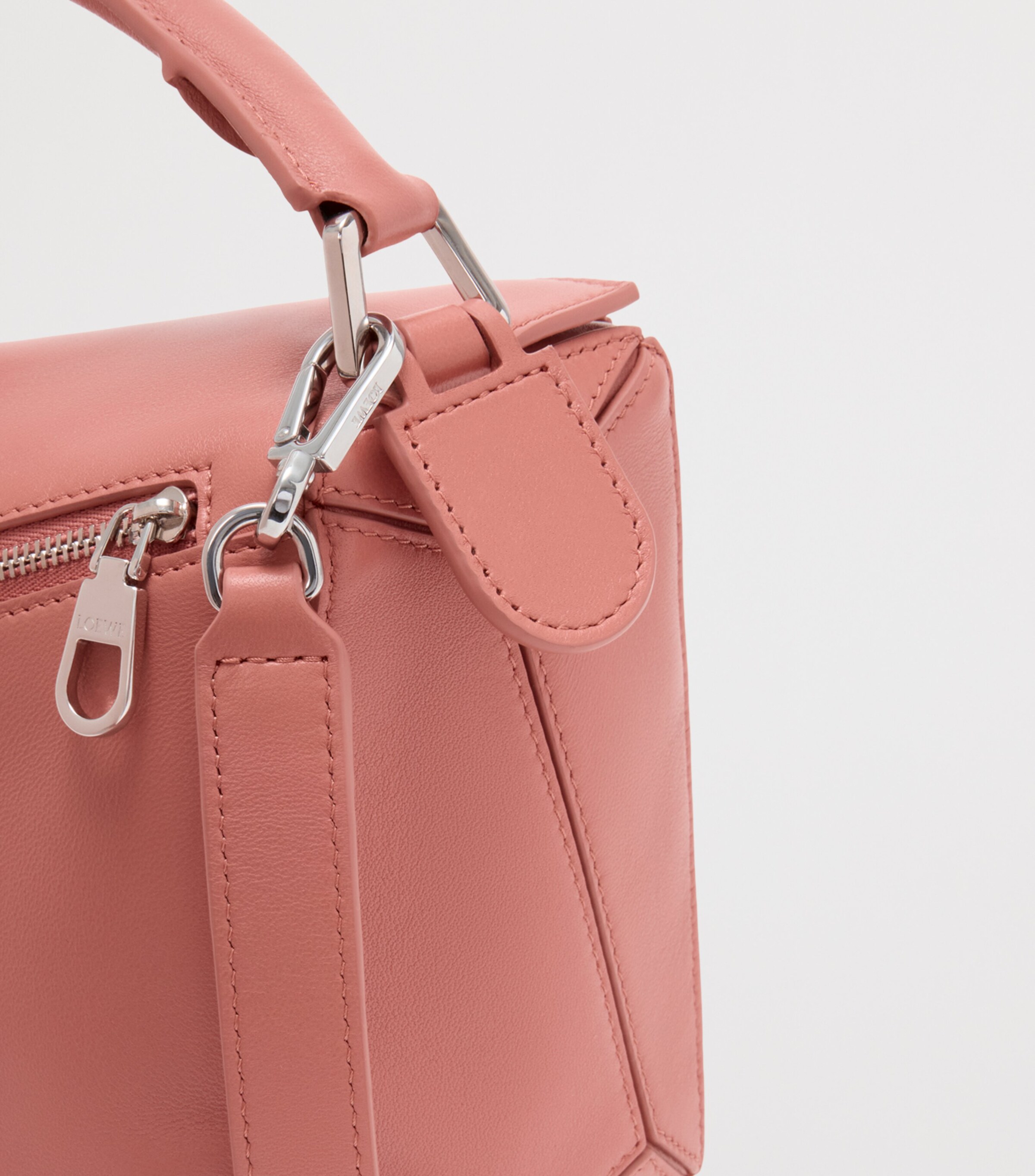 LOEWE Small Leather Featherlight Puzzle Top-Handle Bag Blush Image 14